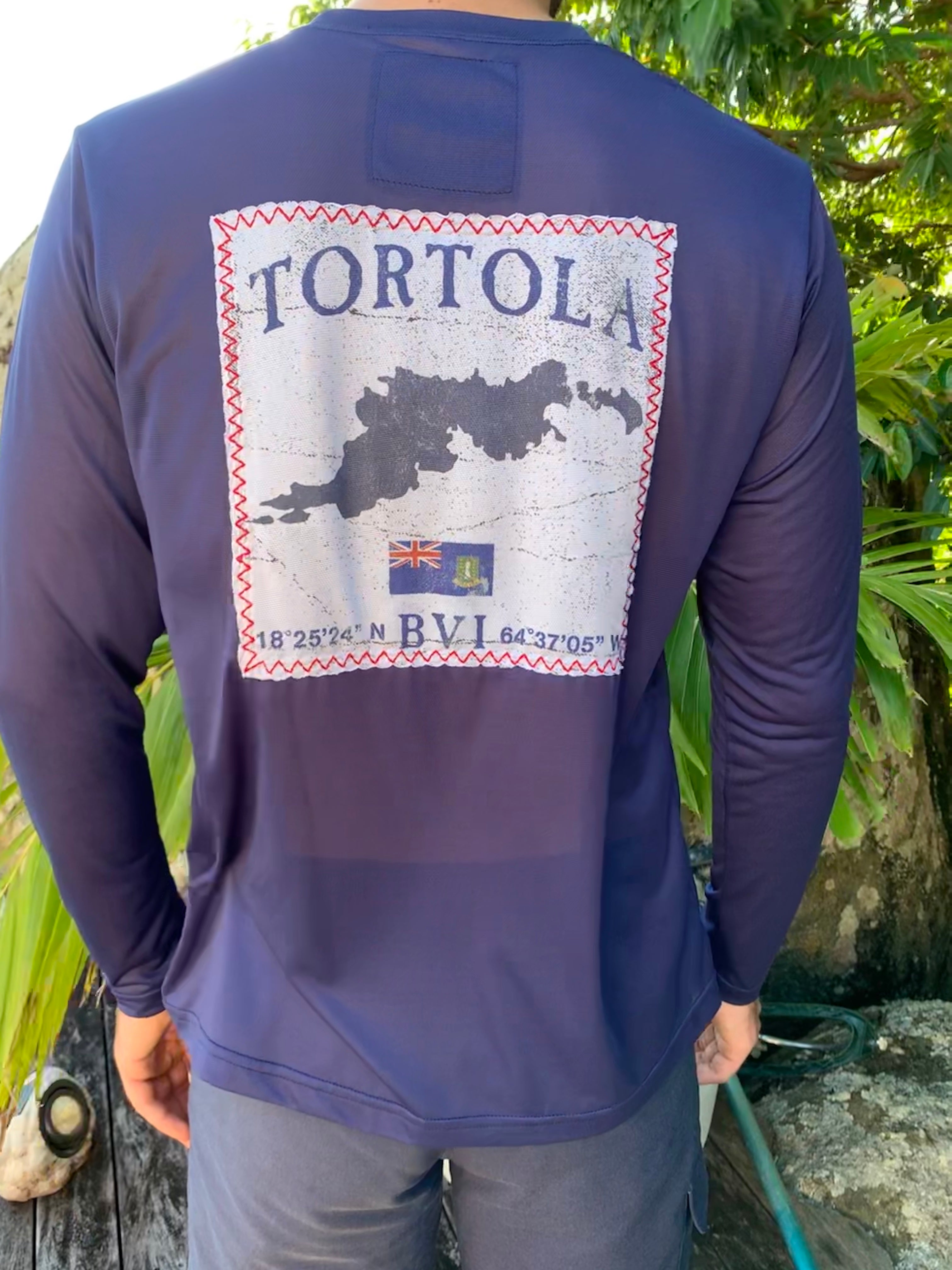 Tortola Flag Patch UPF50 Shirt - Racing Blue