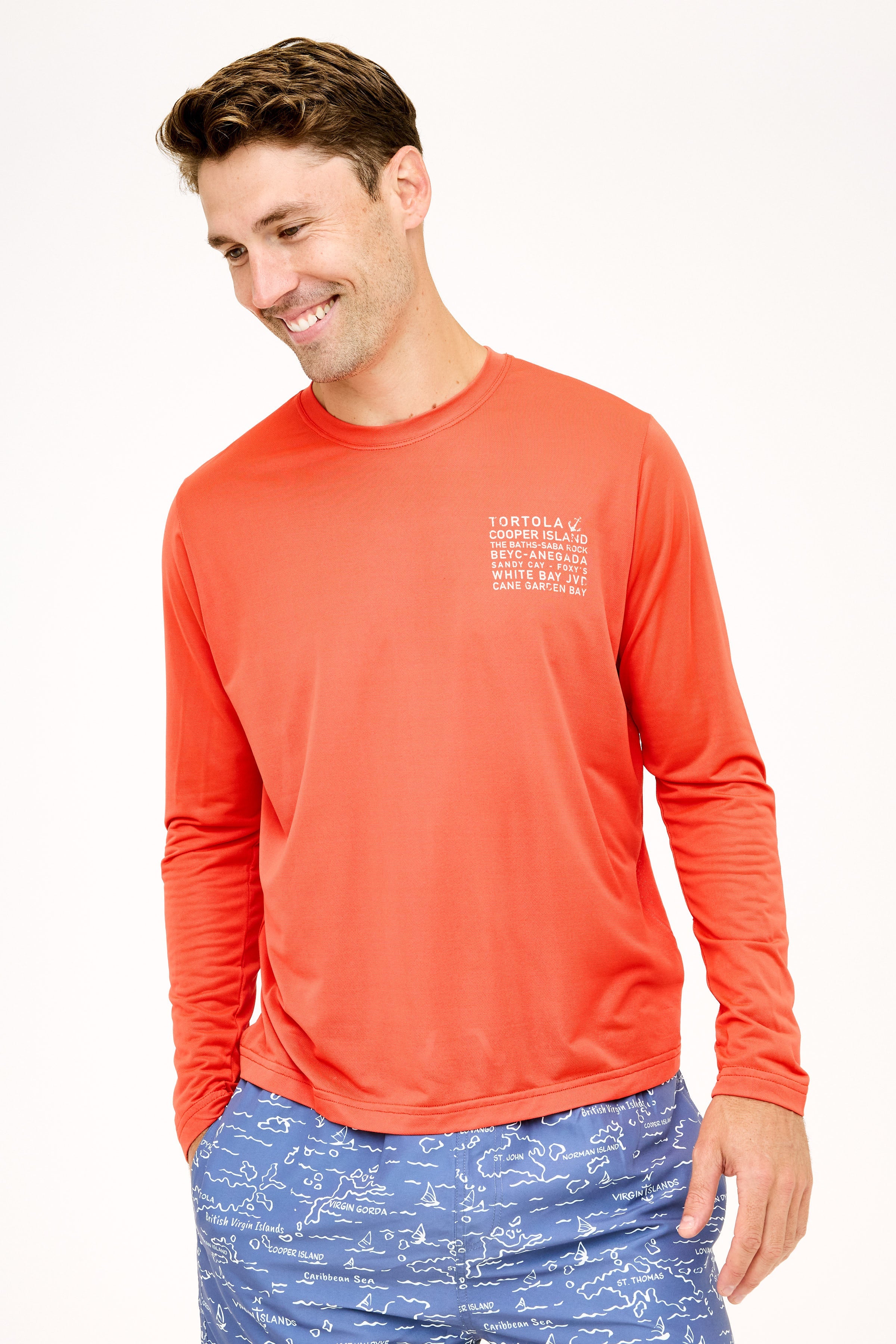 Island Names UPF50 Shirt - Sunset Red
