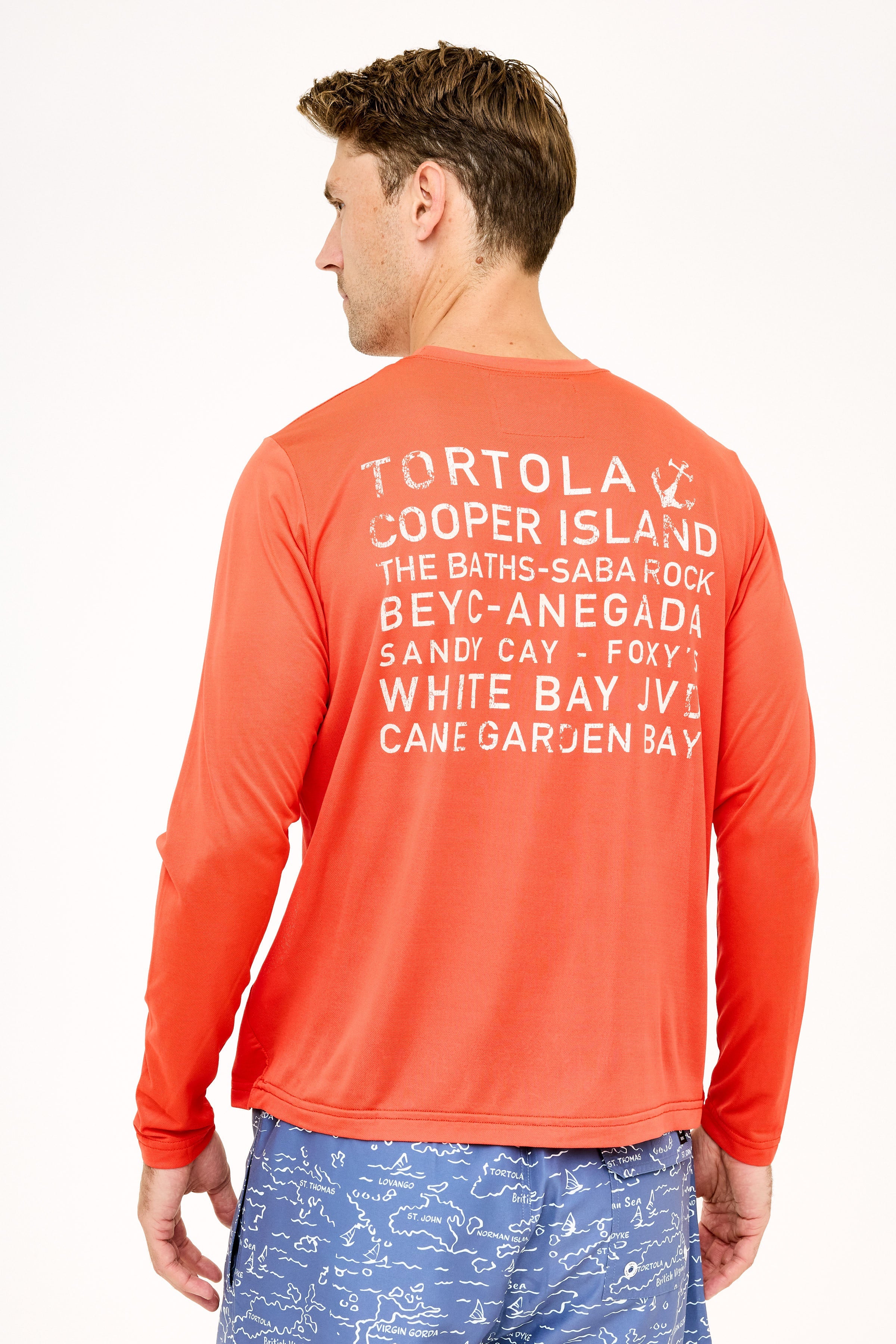 Island Names UPF50 Shirt - Sunset Red