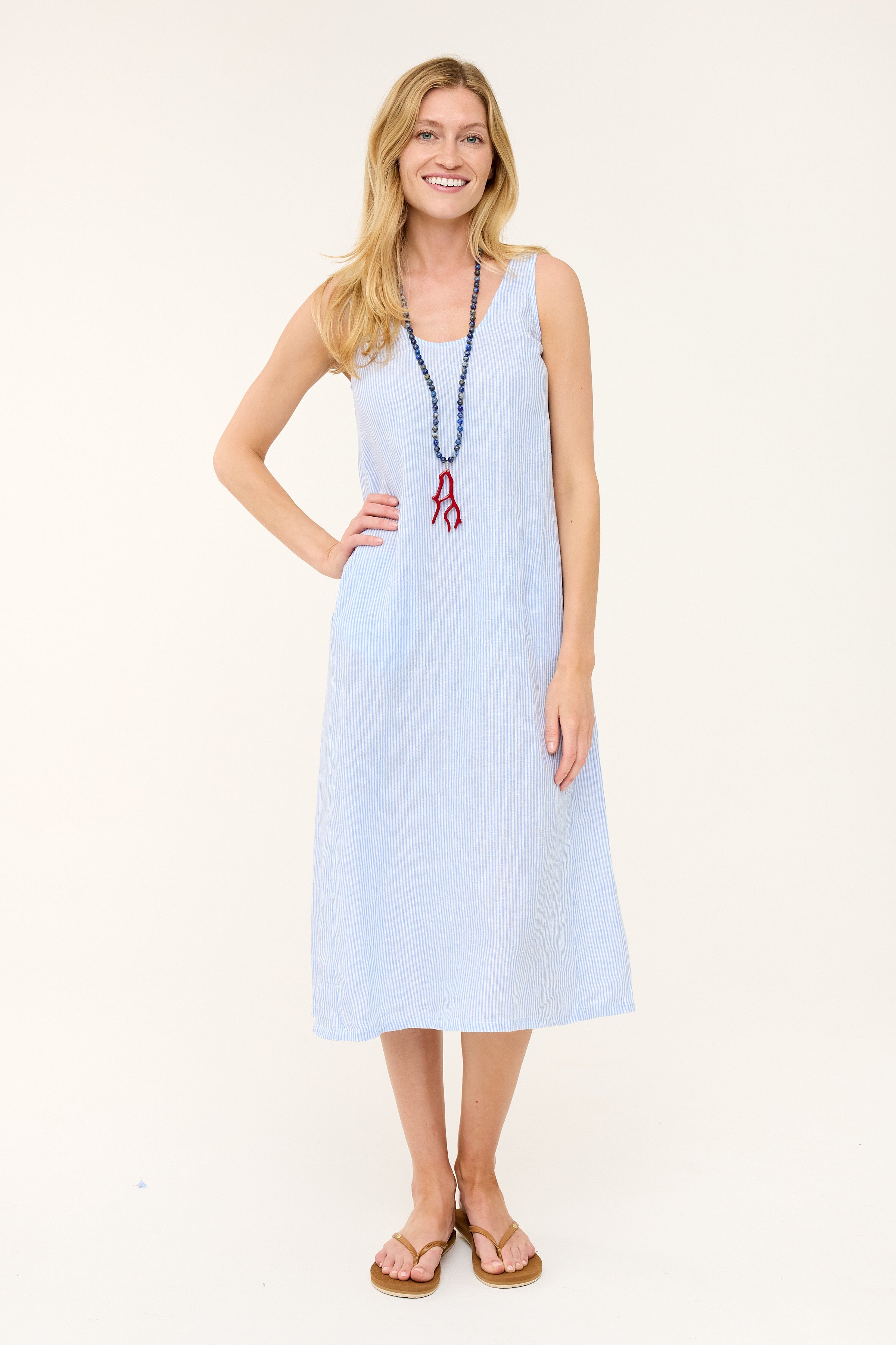 Brenda Dress - Blue Stripe
