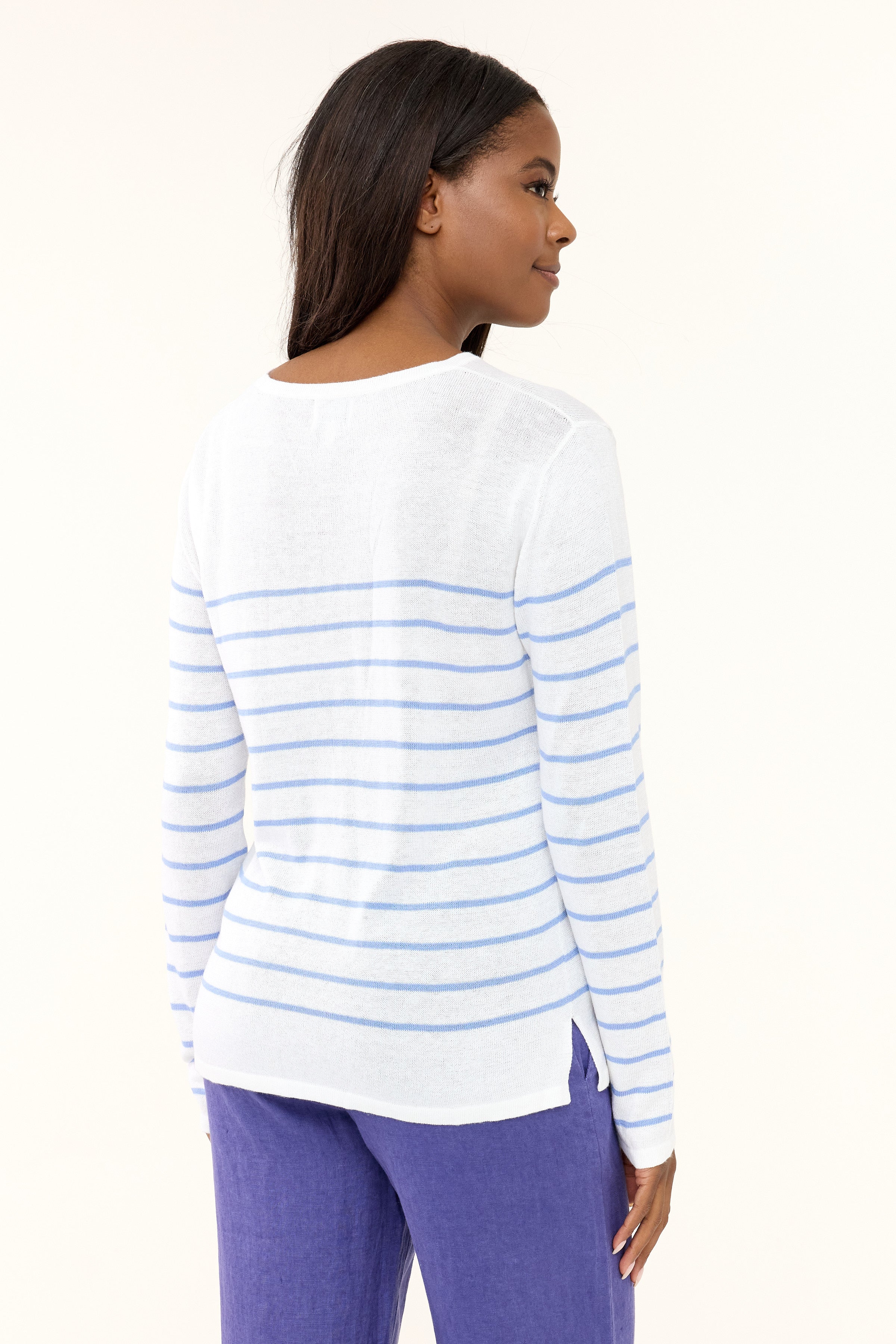 Brittany Sweater - Lavender Stripe