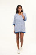 Fringe Terry Dress - Indigo Chalk Stripe