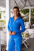 Zip Front Tortola Compass UPF50 Top - Regatta Blue