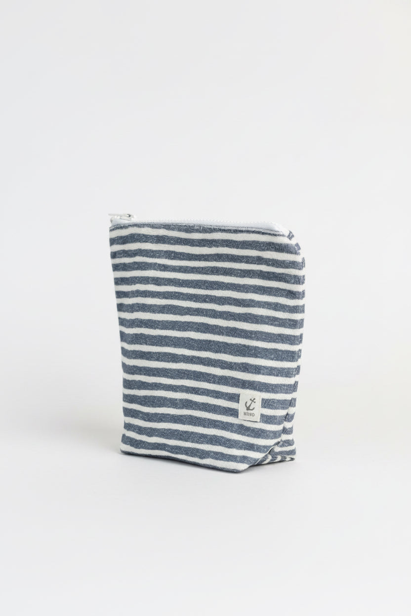Terry Zip Bag - Indigo Chalk Stripe