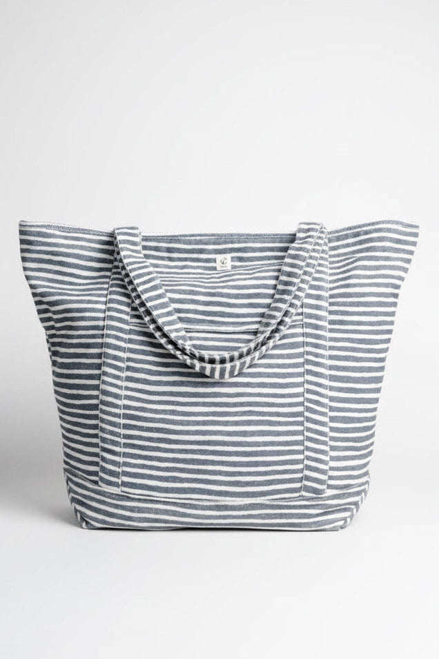 Terry Beach Bag - Indigo Chalk Stripe