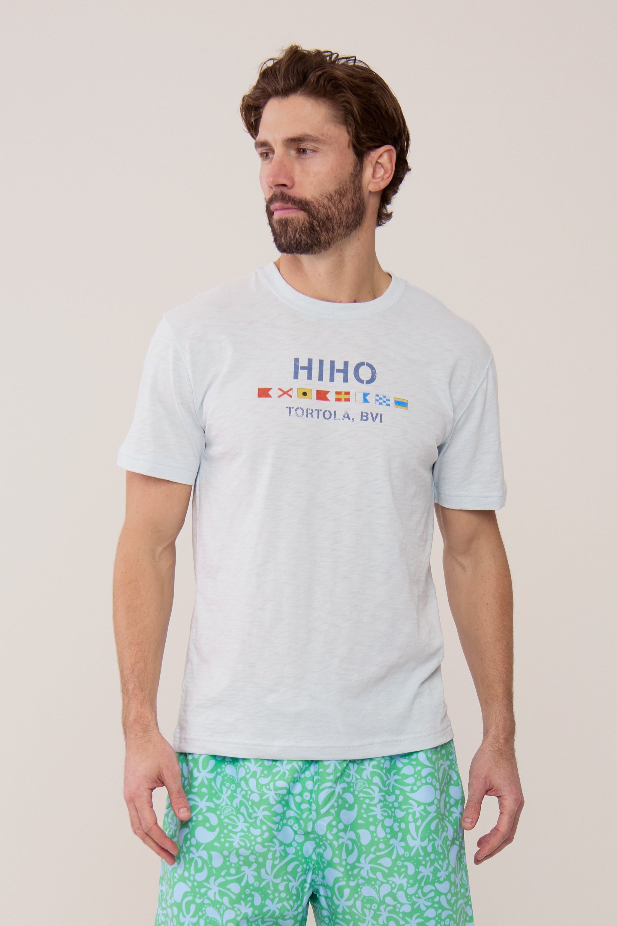 HIHO Flag T-Shirt - Misty Blue