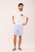 Easy Linen Short - Blue Stripe