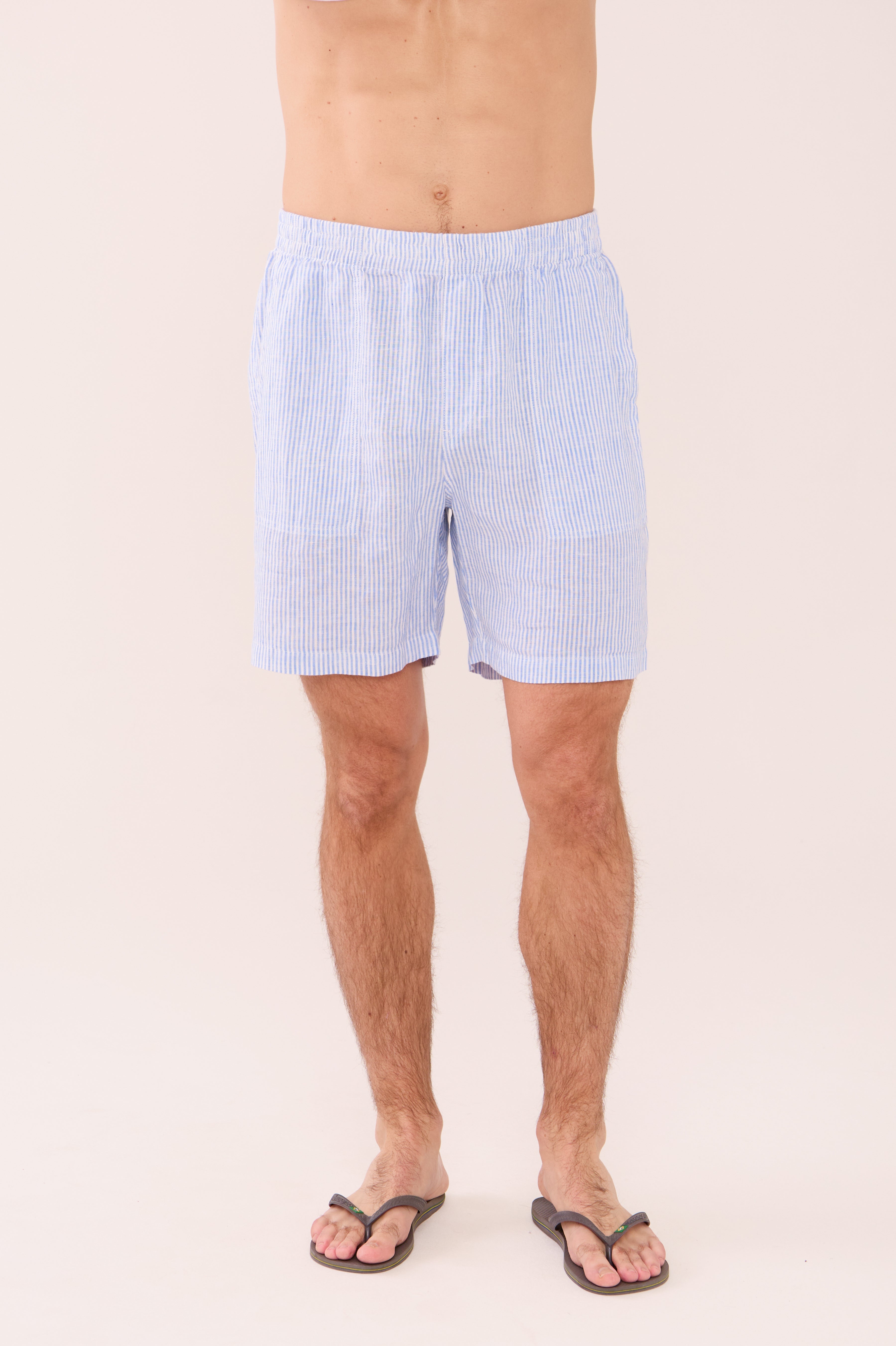 Easy Linen Short - Blue Stripe