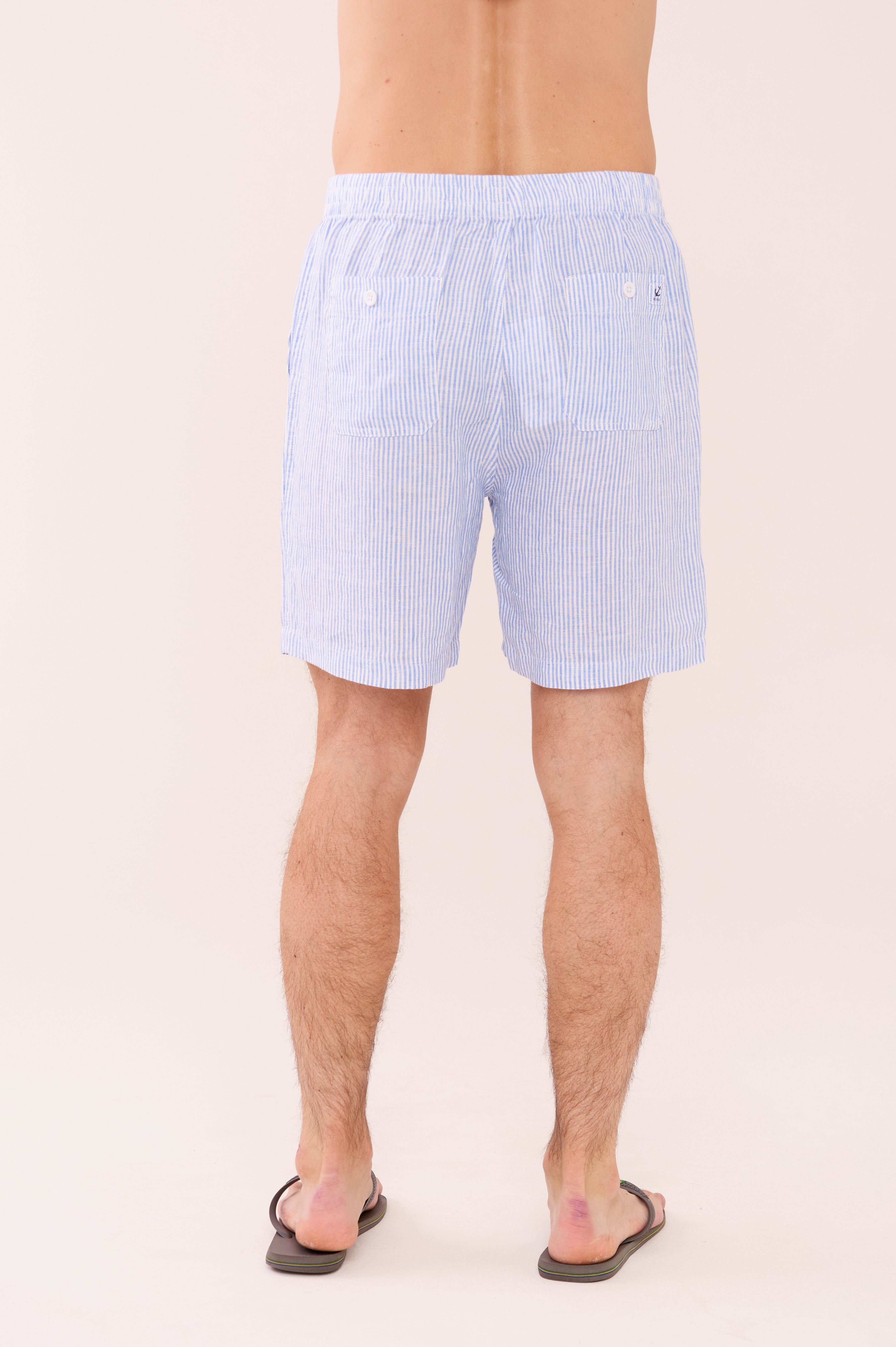 Easy Linen Short - Blue Stripe