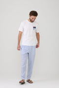 Relaxed Linen Pant - Blue Stripe