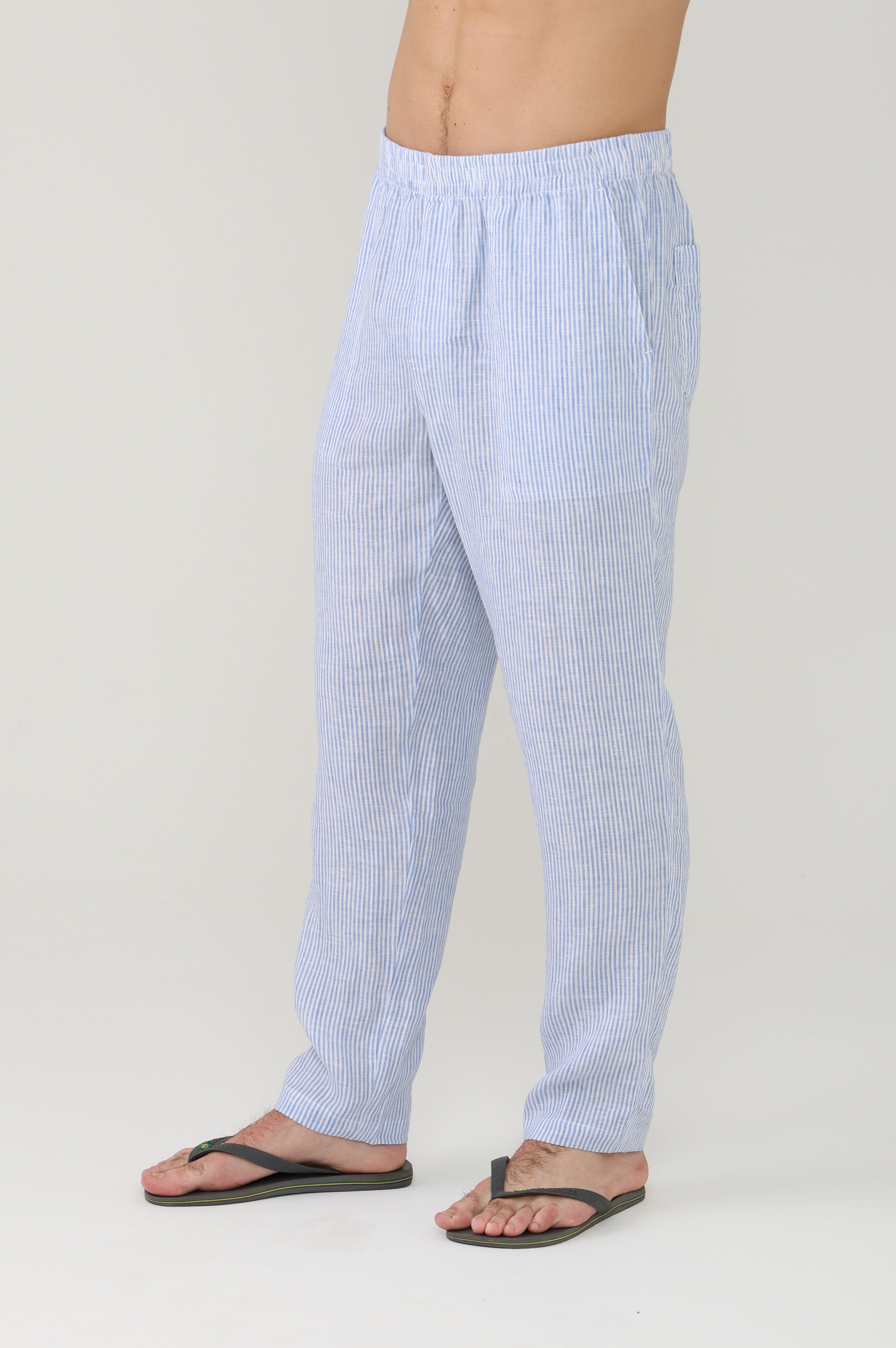 Relaxed Linen Pant - Blue Stripe