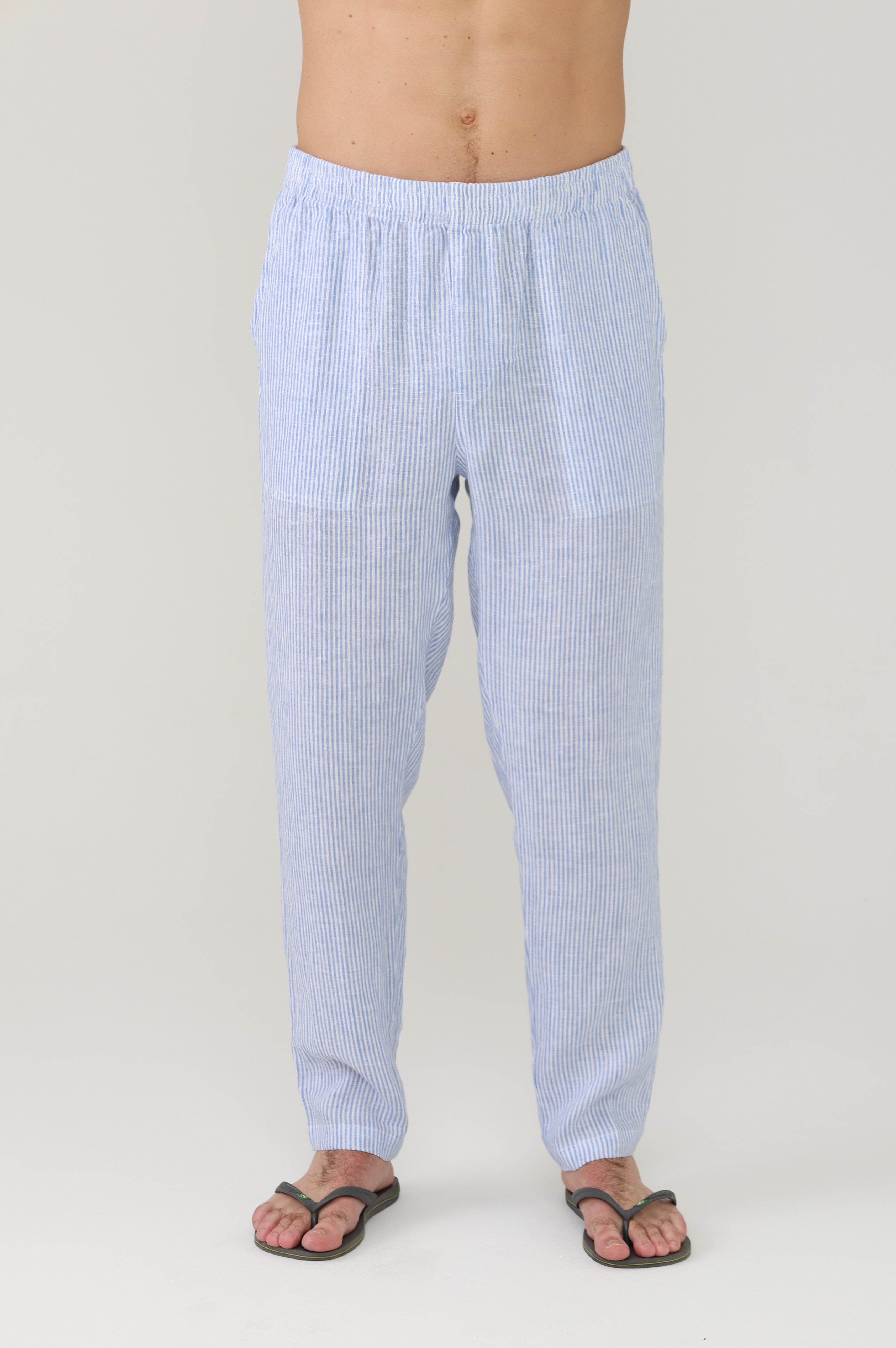 Relaxed Linen Pant - Blue Stripe