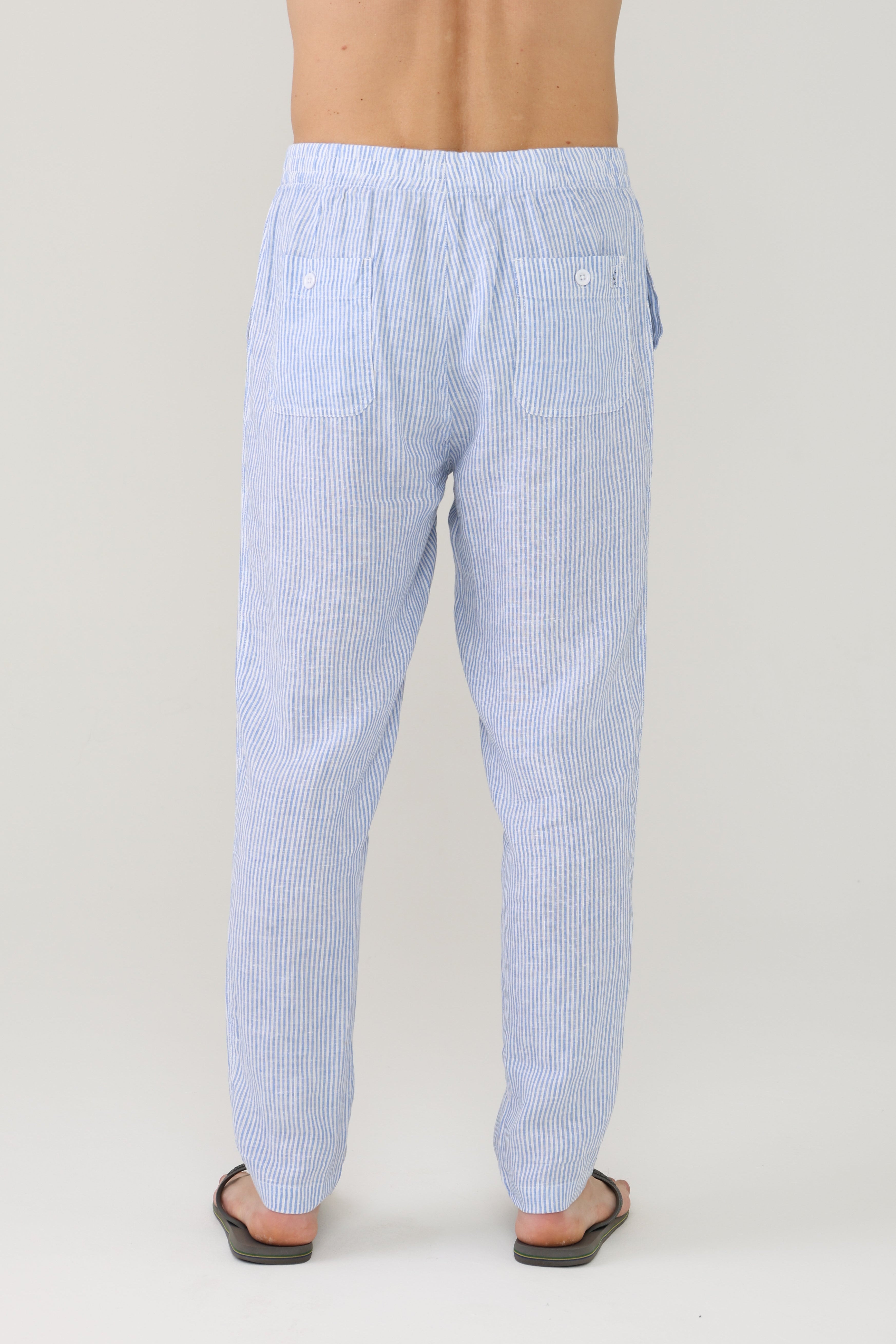 Relaxed Linen Pant - Blue Stripe