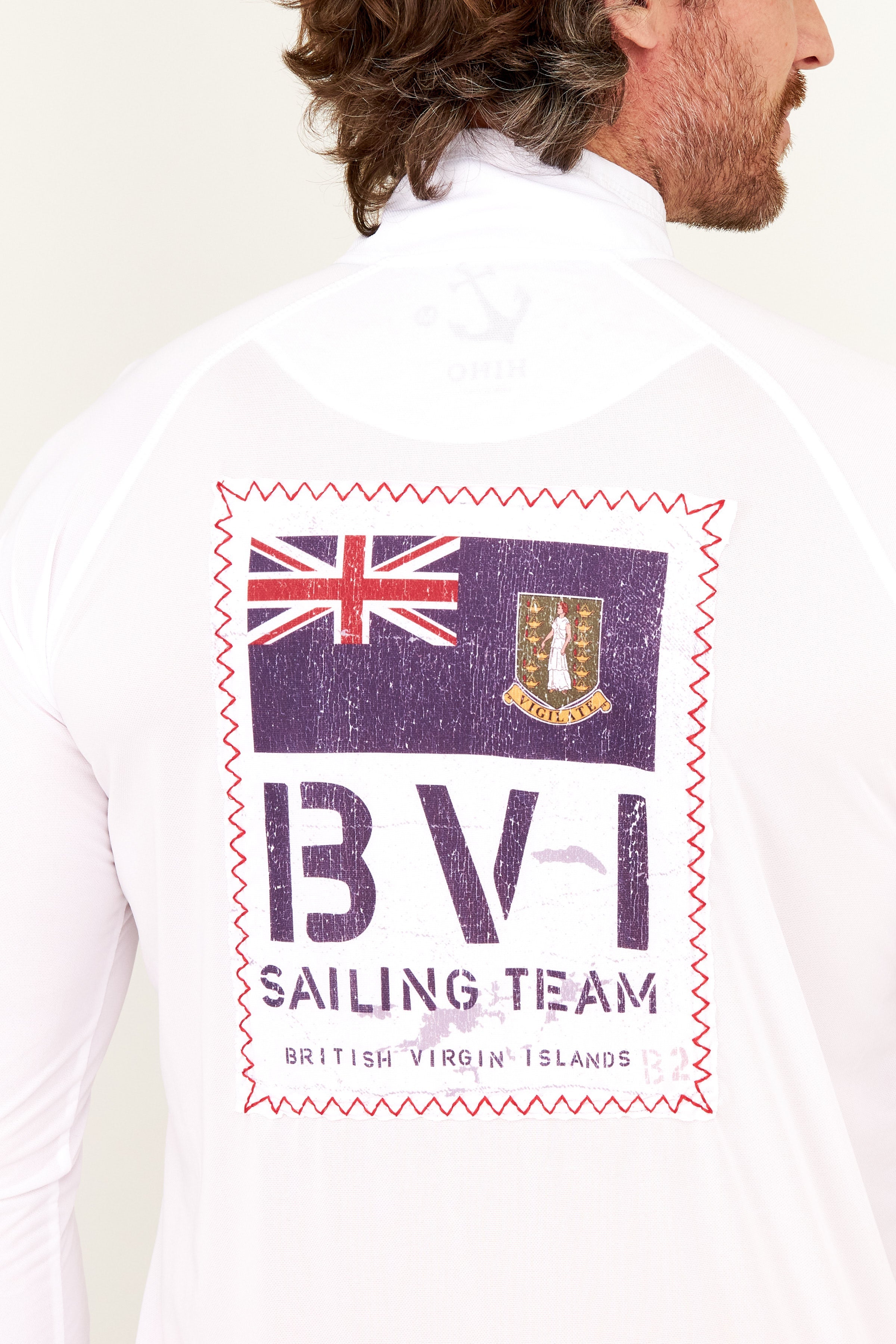 BVI Sailing Team UPF50 Zip Tech Shirt - White