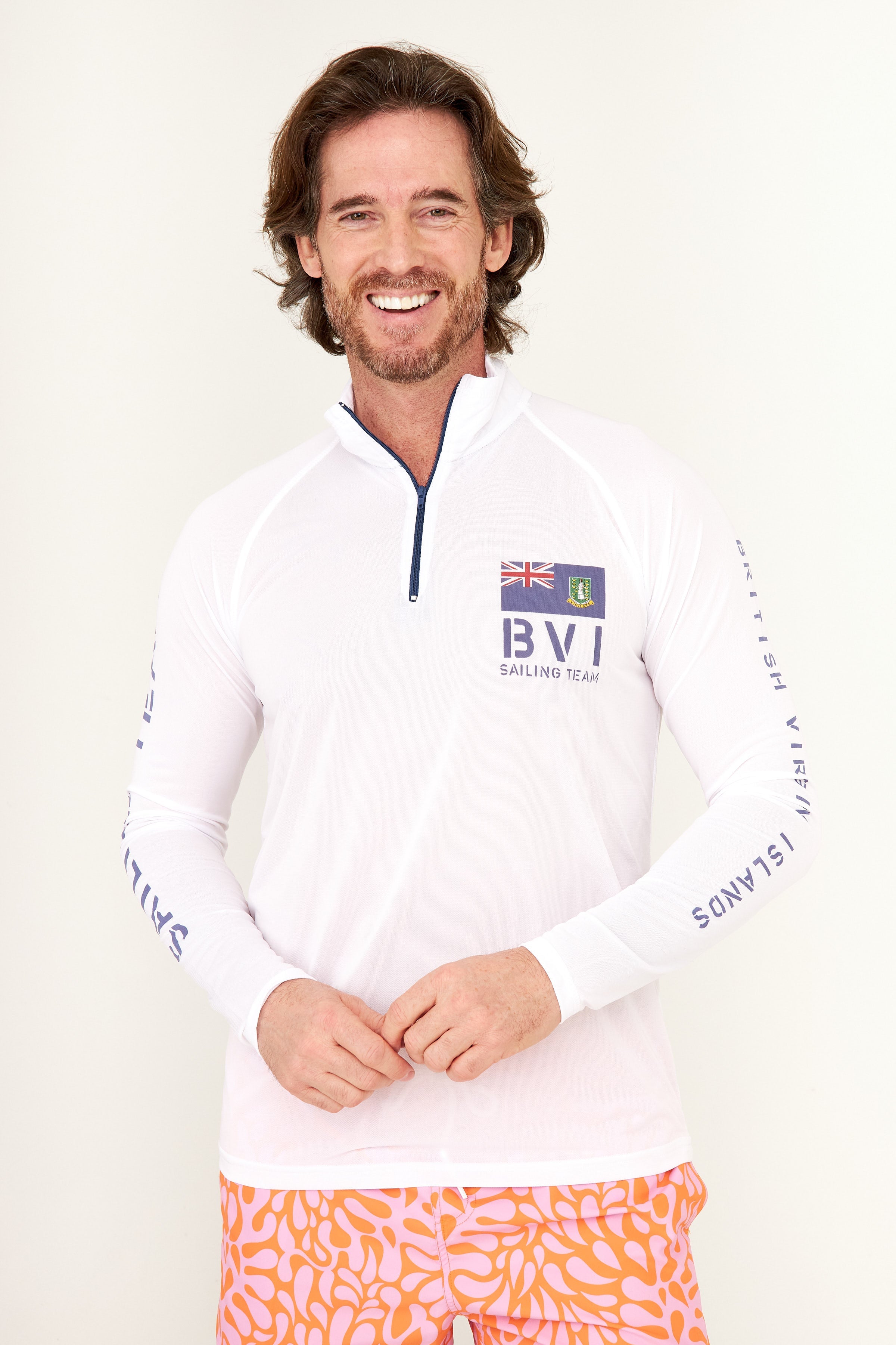 BVI Sailing Team UPF50 Zip Tech Shirt - White
