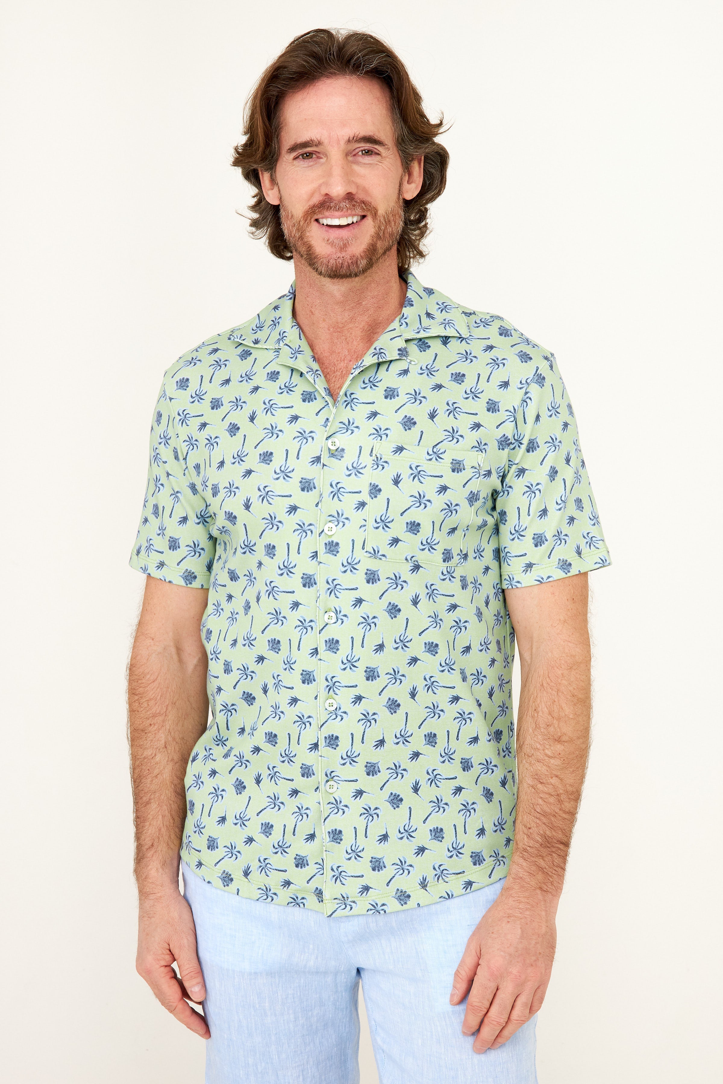 Nico Camp Shirt - Crazy Palm Print