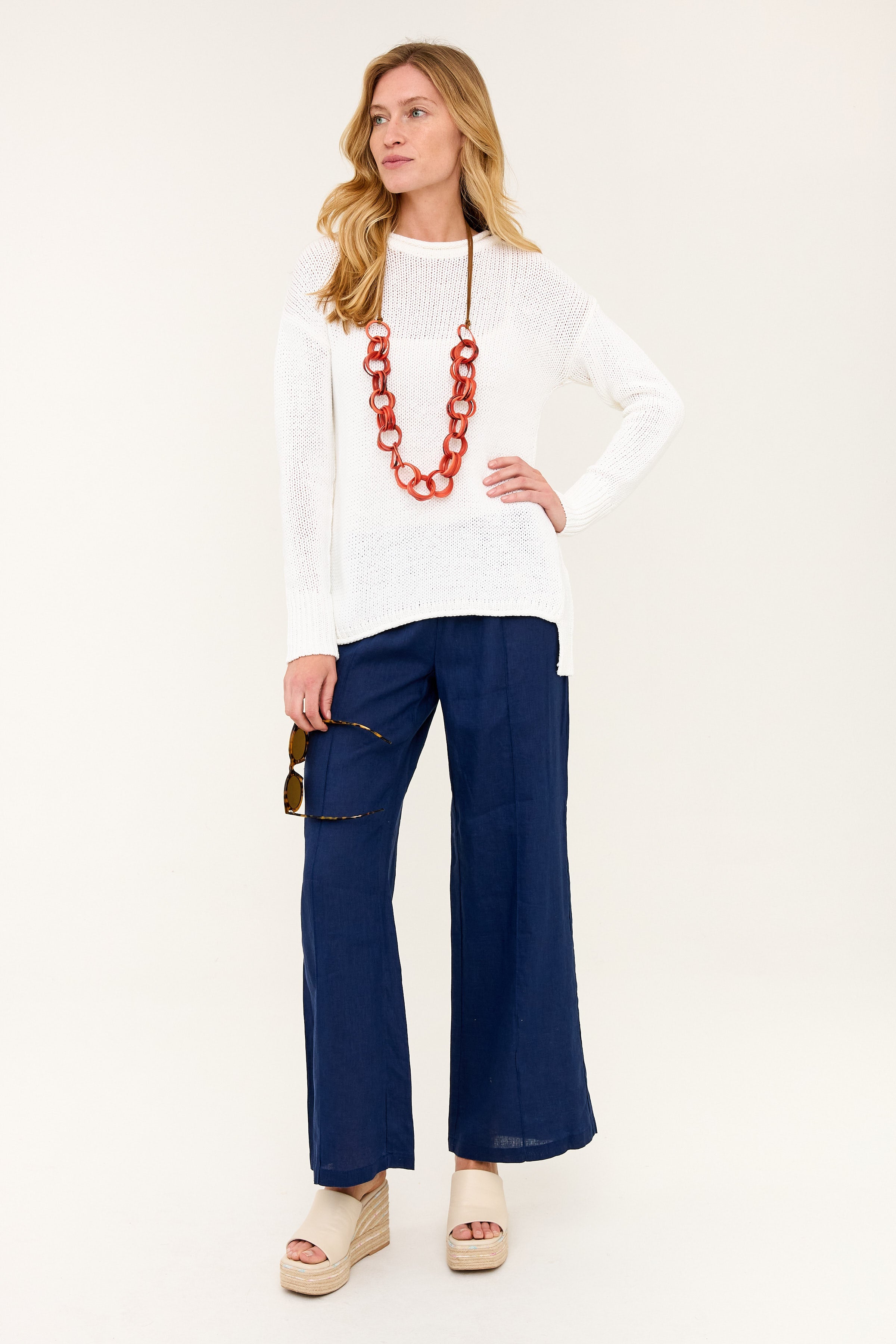 Relaxed Crew Sweater - White