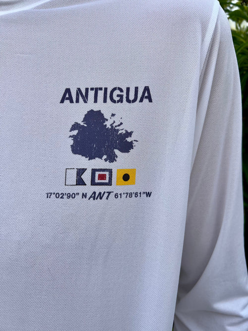 Antigua Flag Patch UPF50 Shirt - White