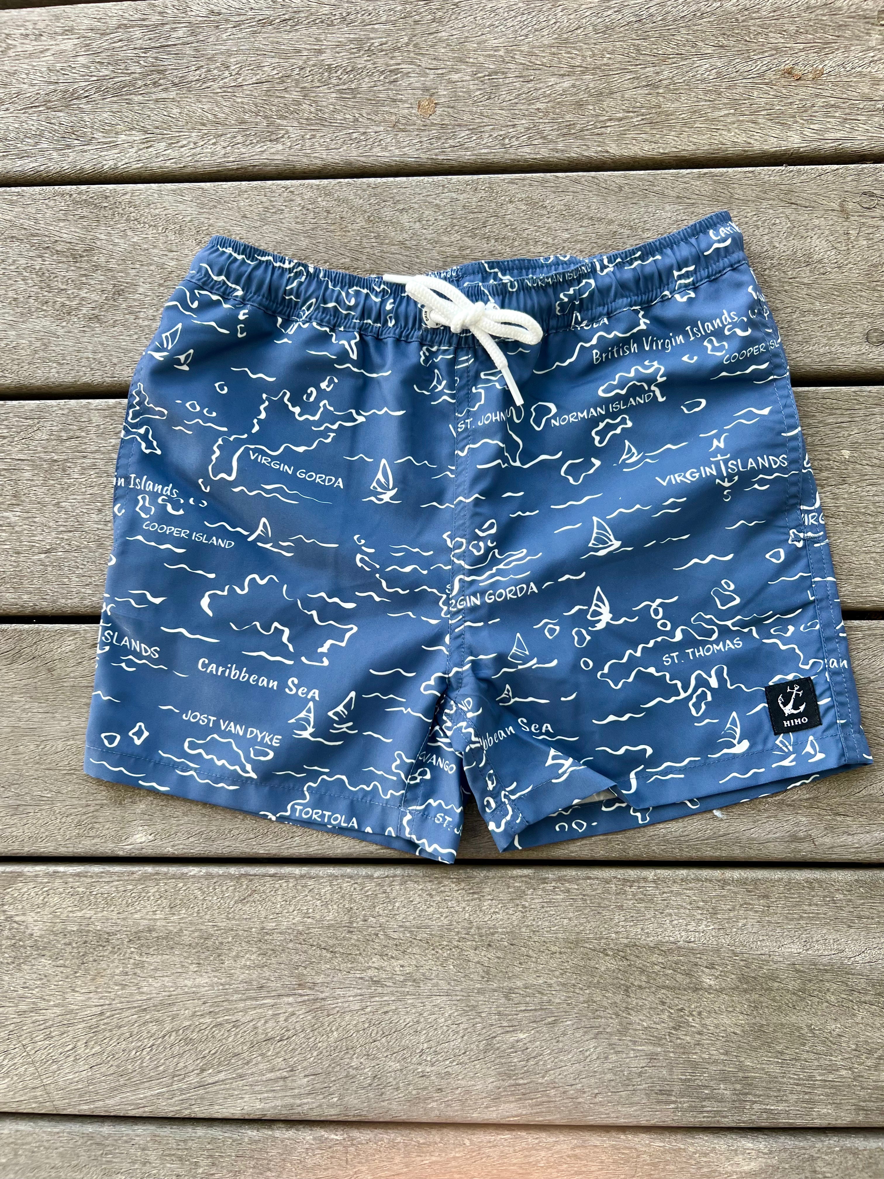 Kids Nevis Swim Trunk - VI Map Vintage Indigo