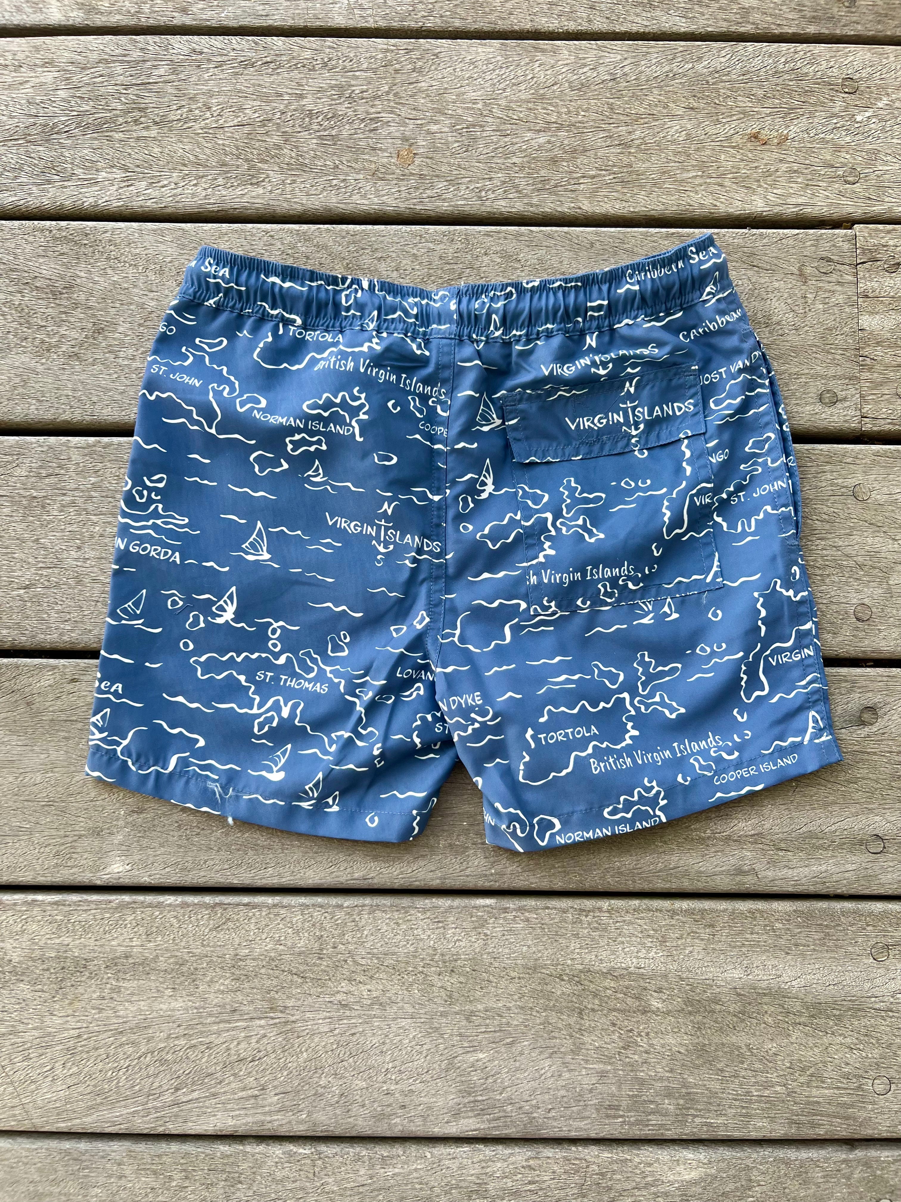 Kids Nevis Swim Trunk - VI Map Vintage Indigo