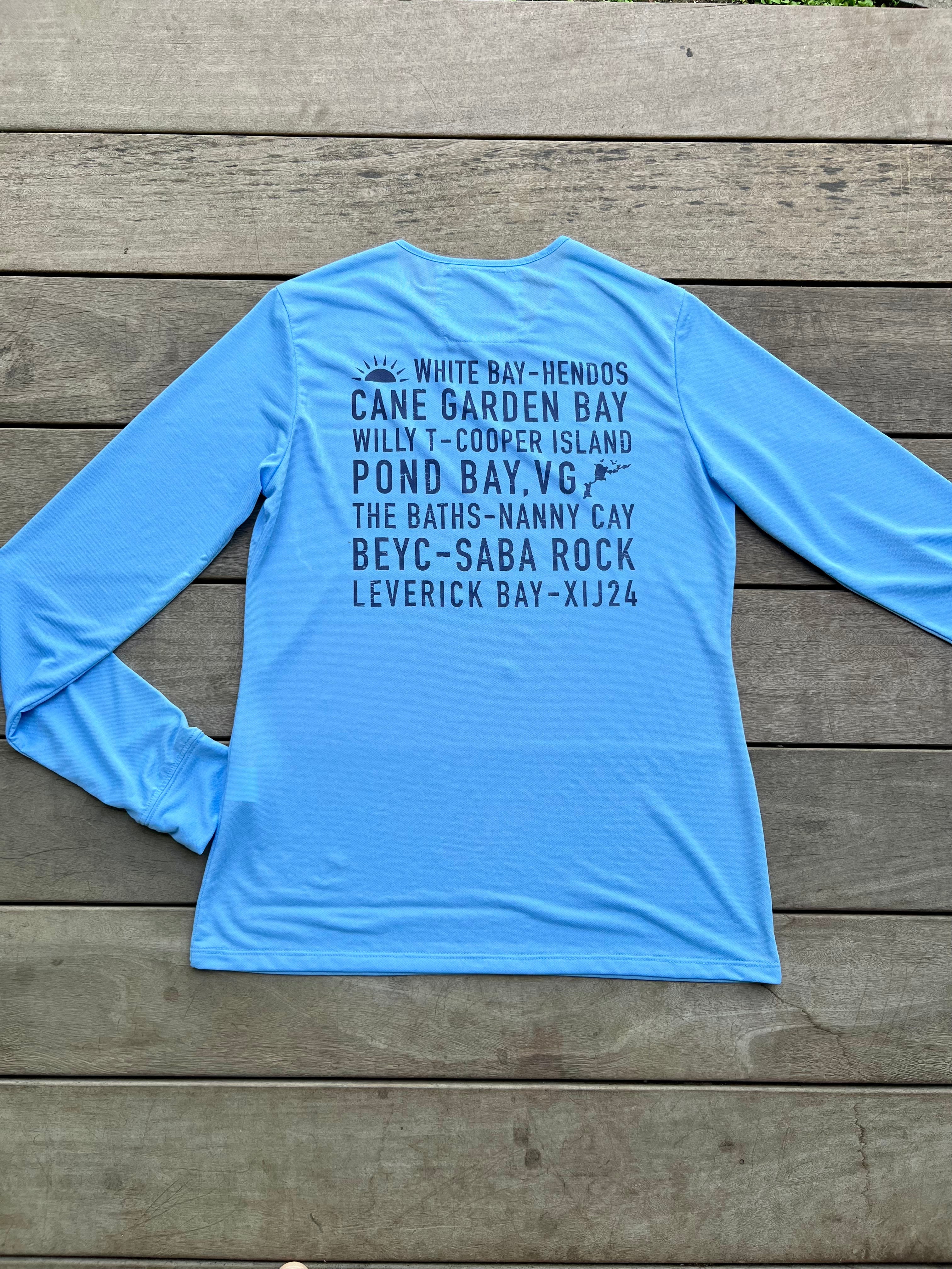 XIJ24 Island Names Women's UPF50 Top - Serenity Blue