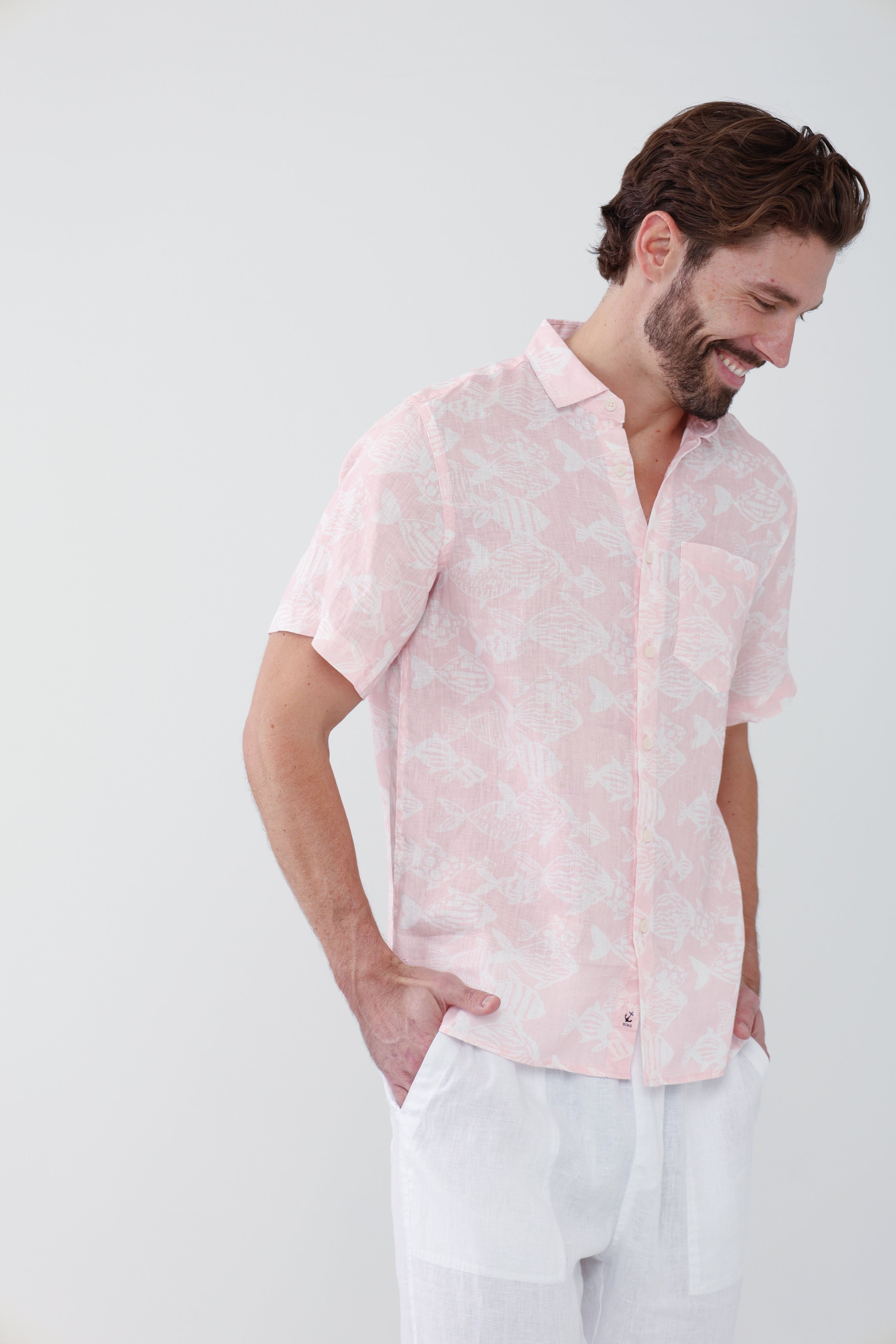 Irie Linen Shirt - Chalk Pink Fish