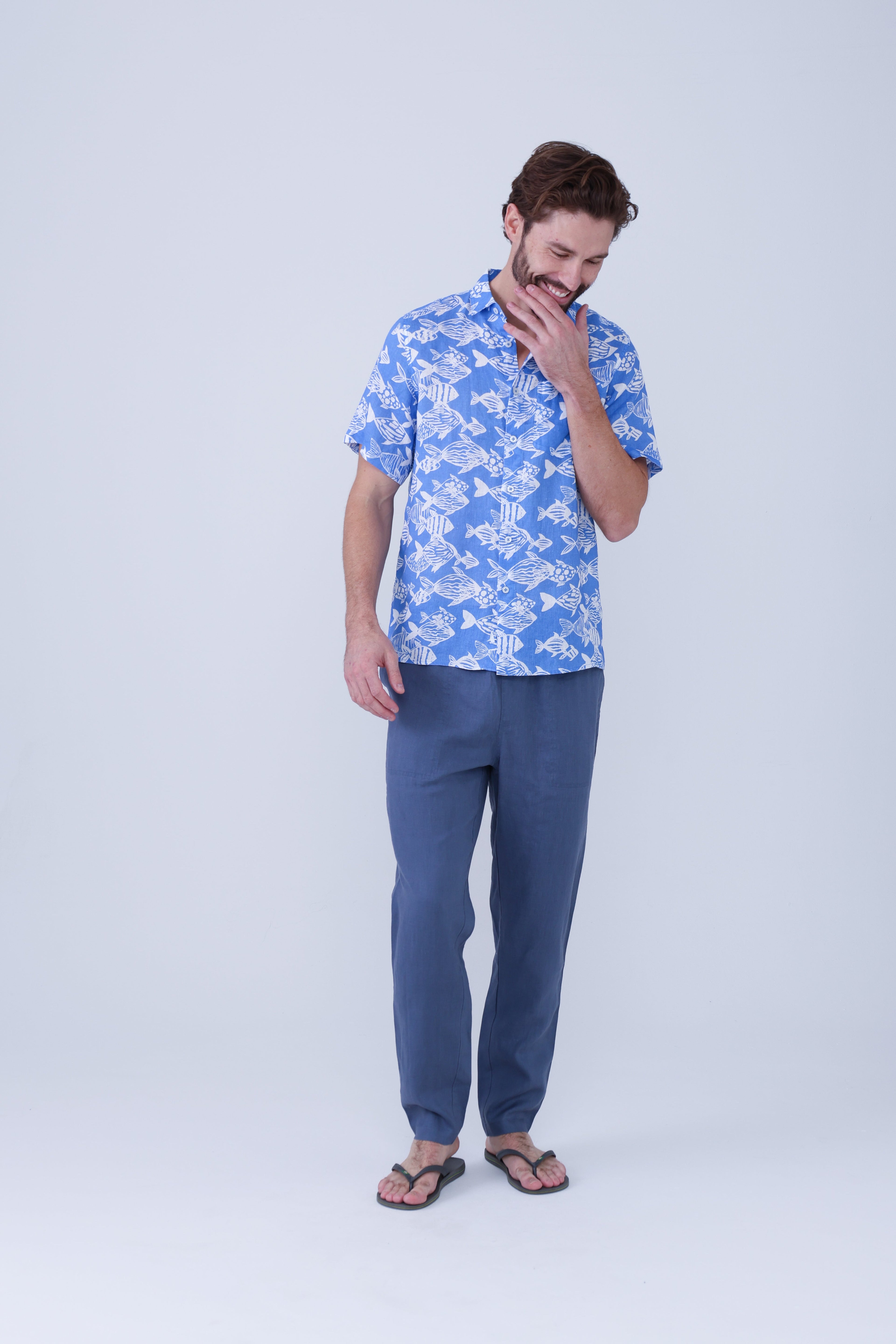 Irie Linen Shirt - Ultramarine Fish