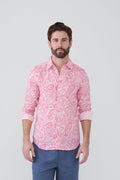 Jeremy Linen Shirt - Pink Paisley
