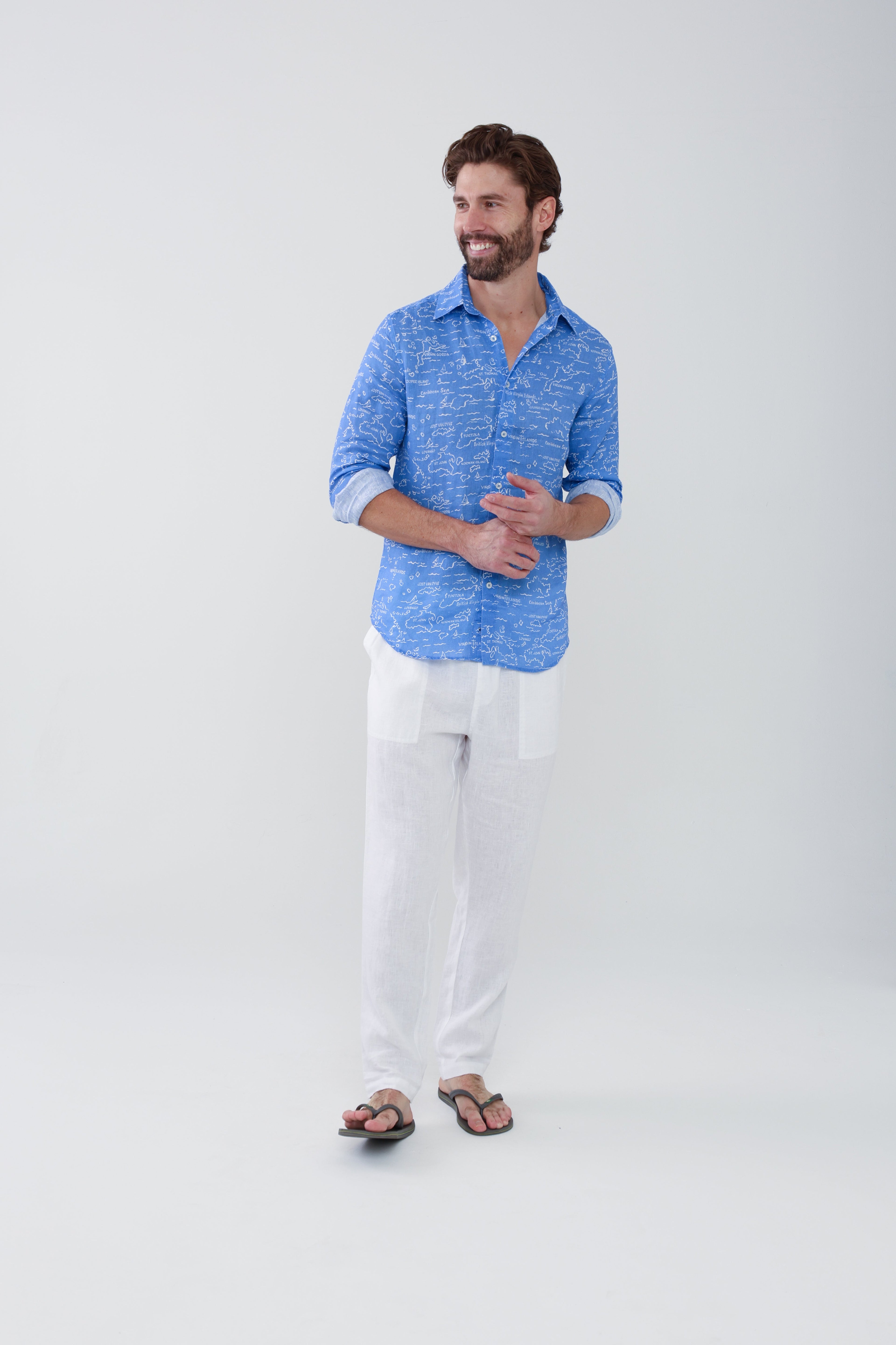 Jeremy Linen Shirt - Ultramarine VI Map
