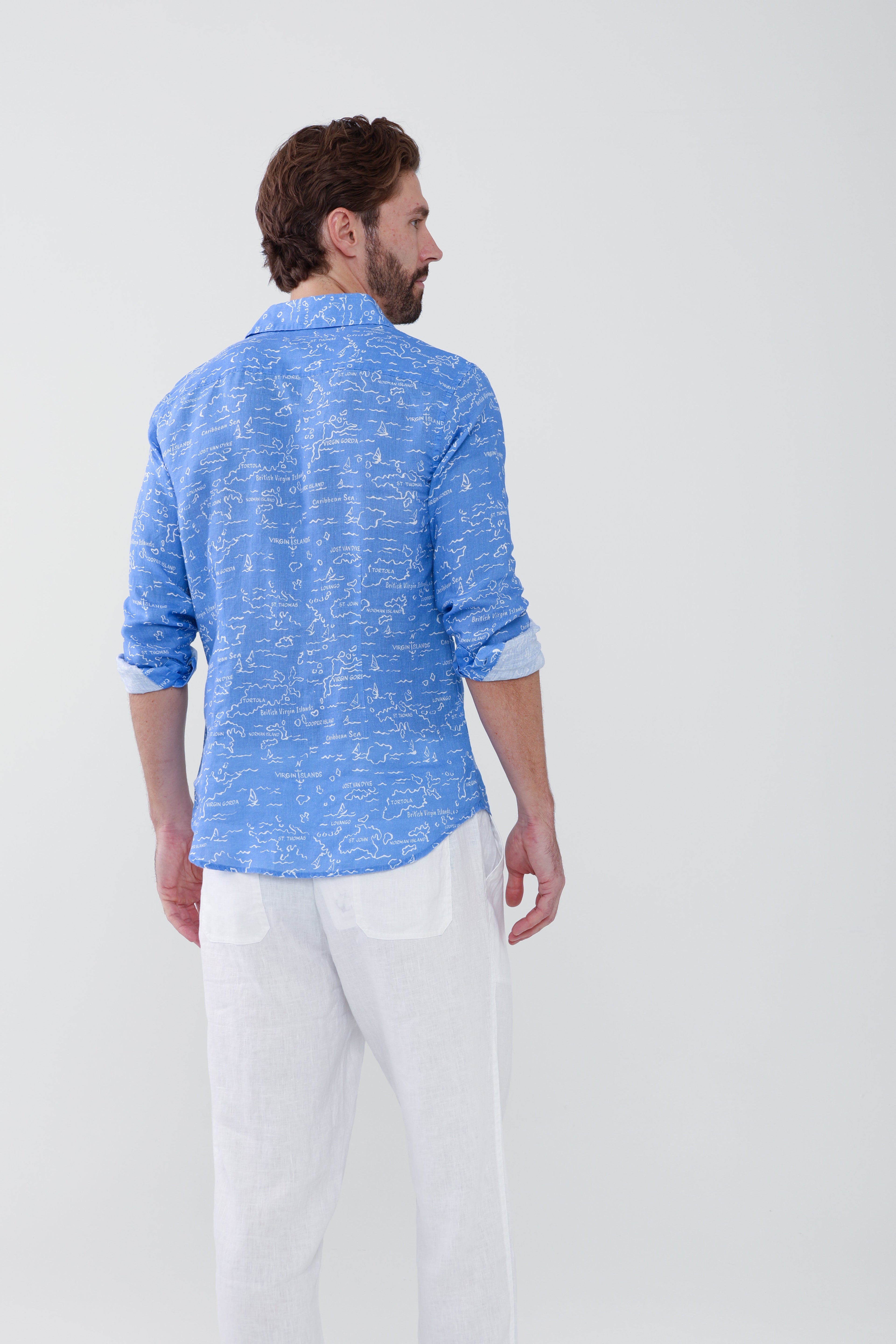 Jeremy Linen Shirt - Ultramarine VI Map