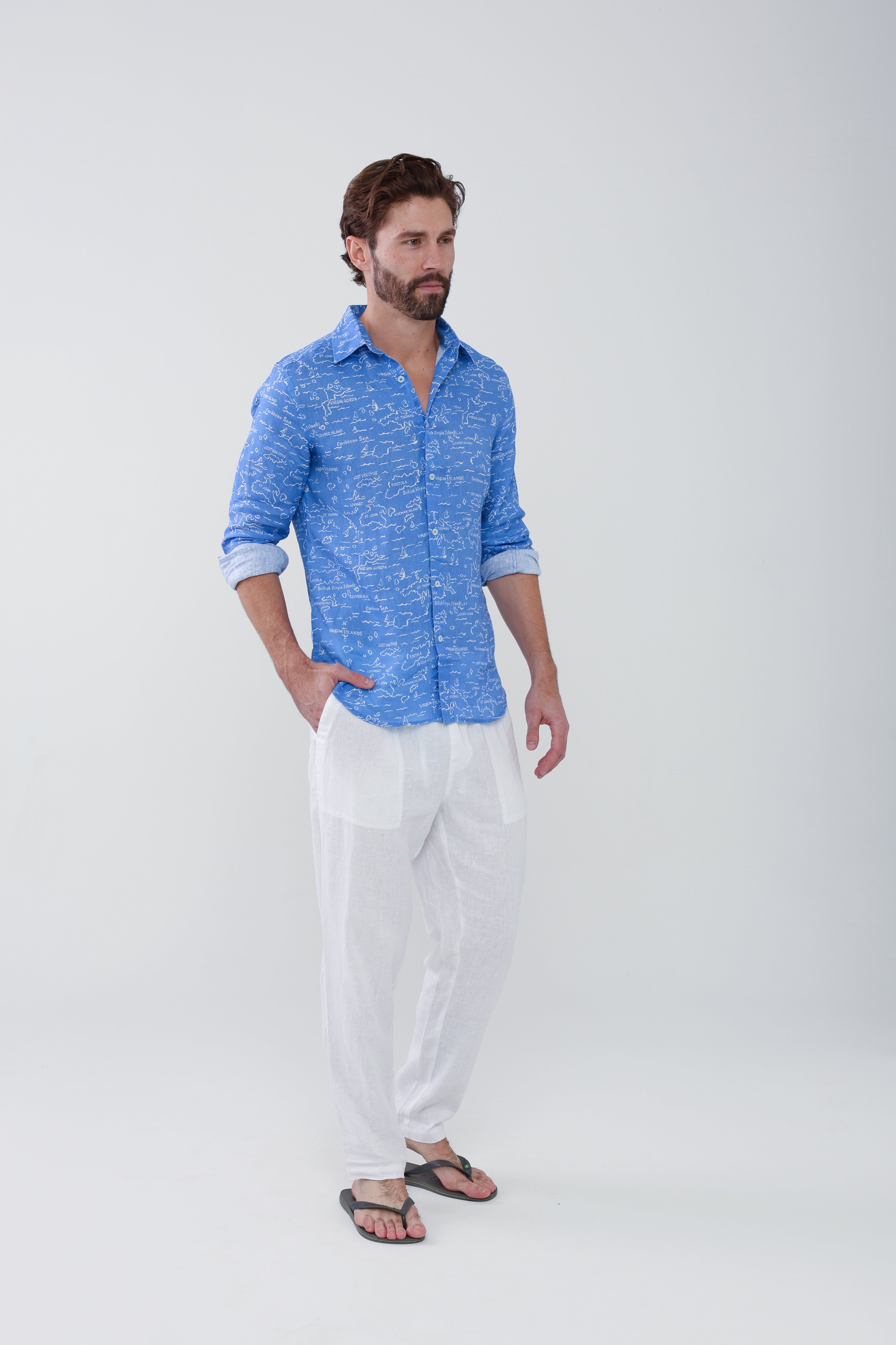 Jeremy Linen Shirt - Ultramarine VI Map