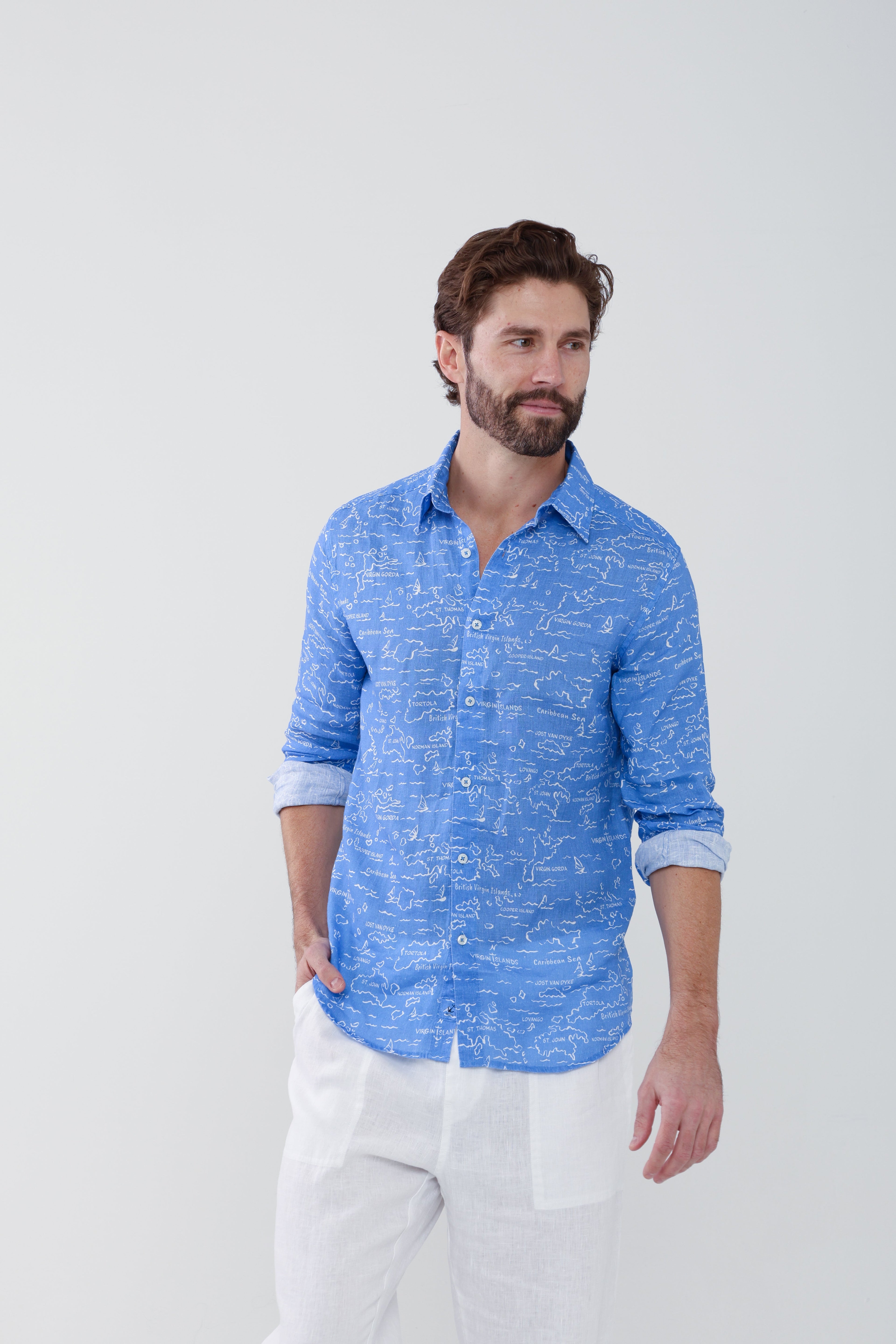 Jeremy Linen Shirt - Ultramarine VI Map