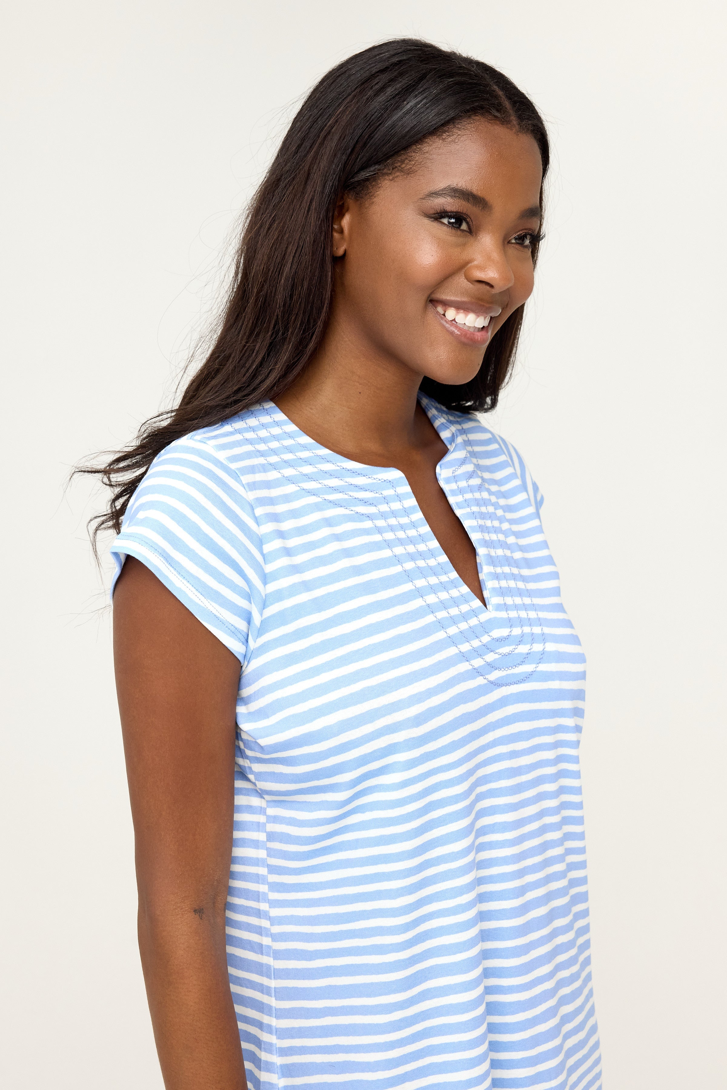 Josie Dress - Lavender Chalk Stripe