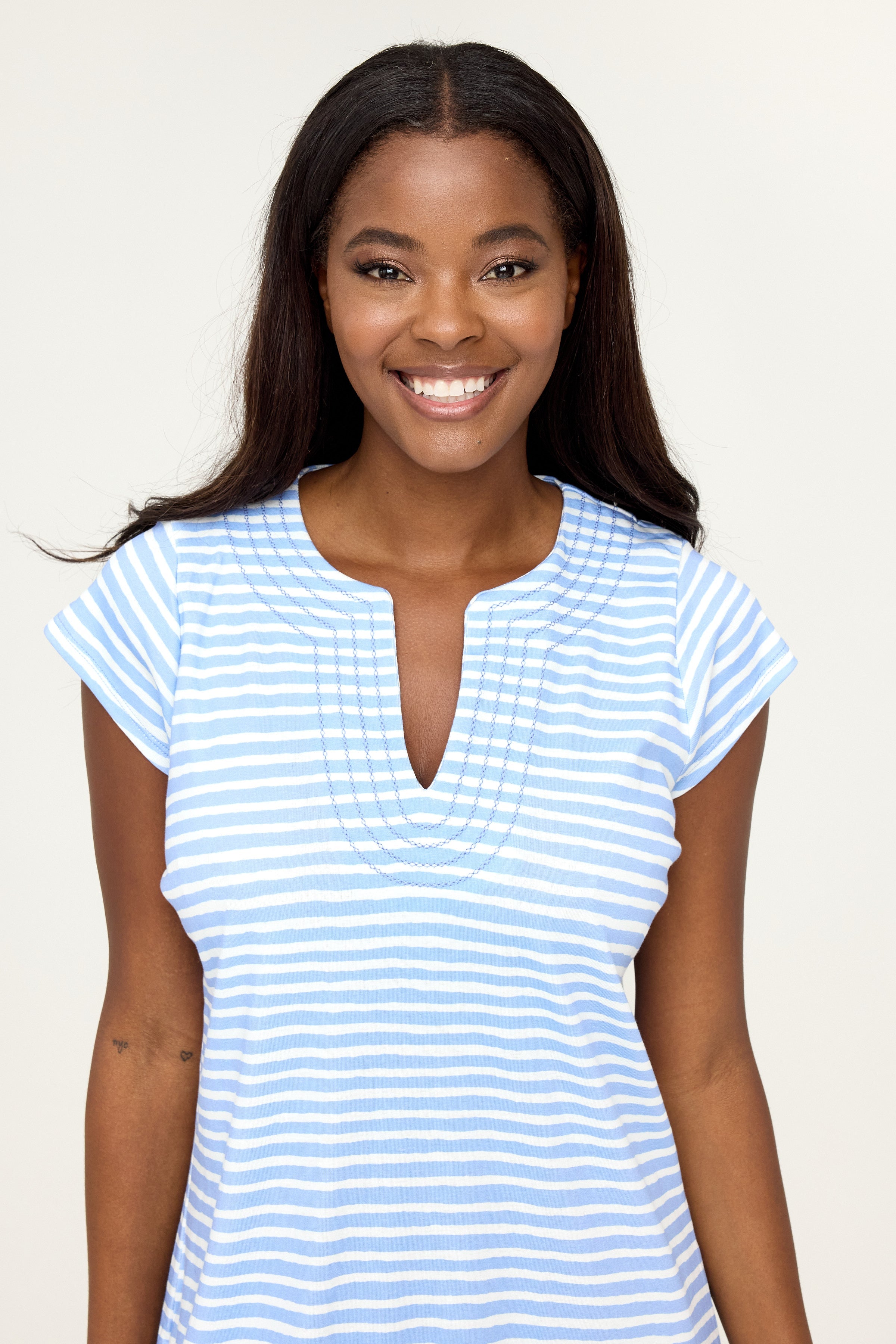 Josie Dress - Lavender Chalk Stripe