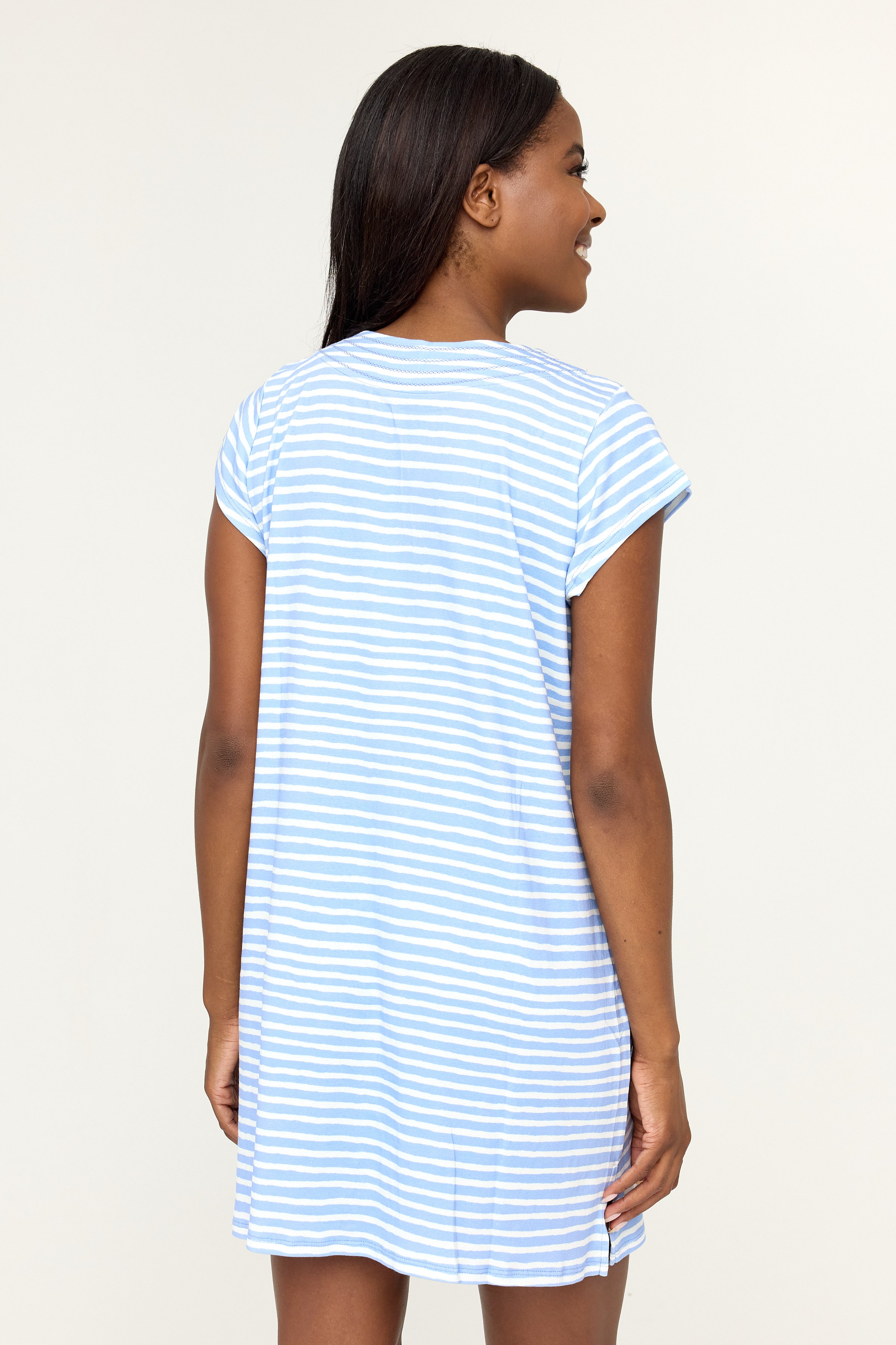 Josie Dress - Lavender Chalk Stripe