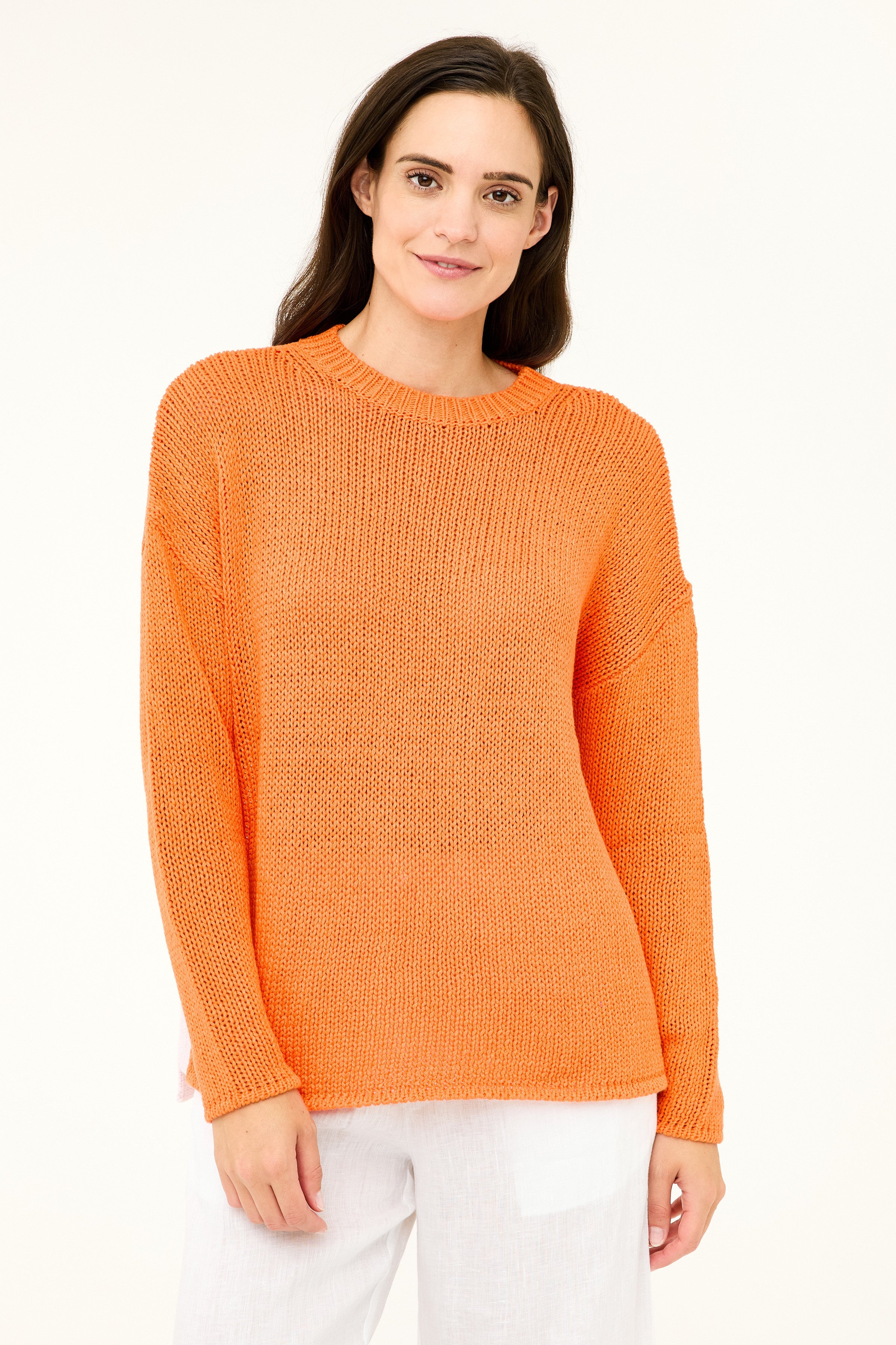 Julie Sweater - Vermillion with Barely Pink