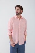 Lightweight Yarn Dye Linen Shirt - Sunset Orange