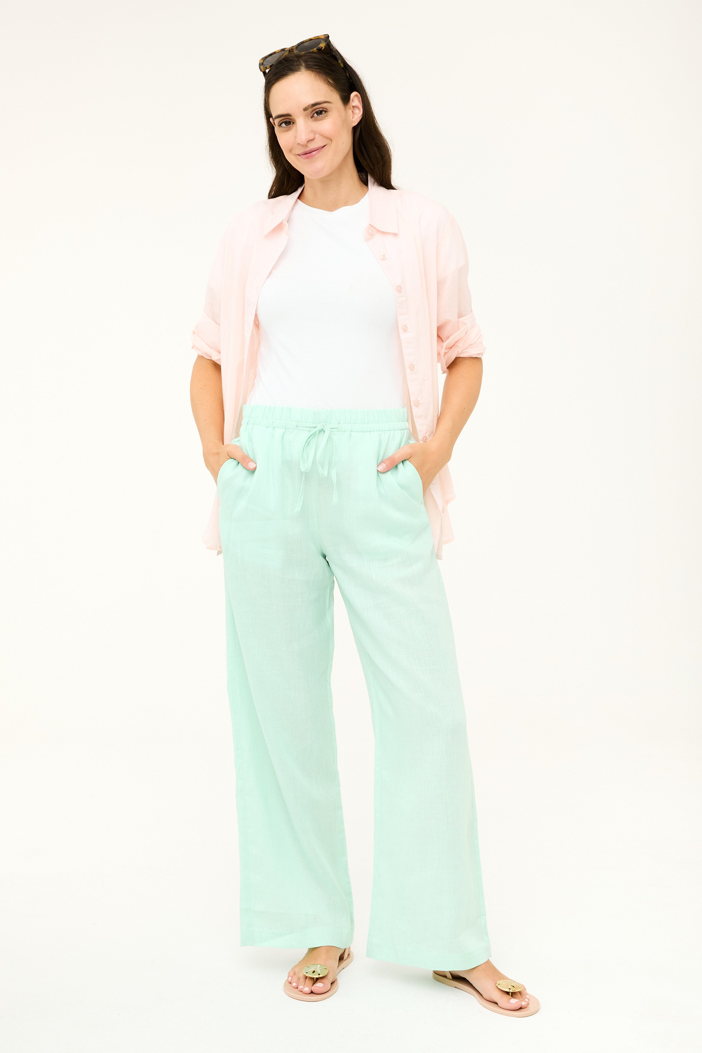 Mallorca Linen Pant - Ice Green