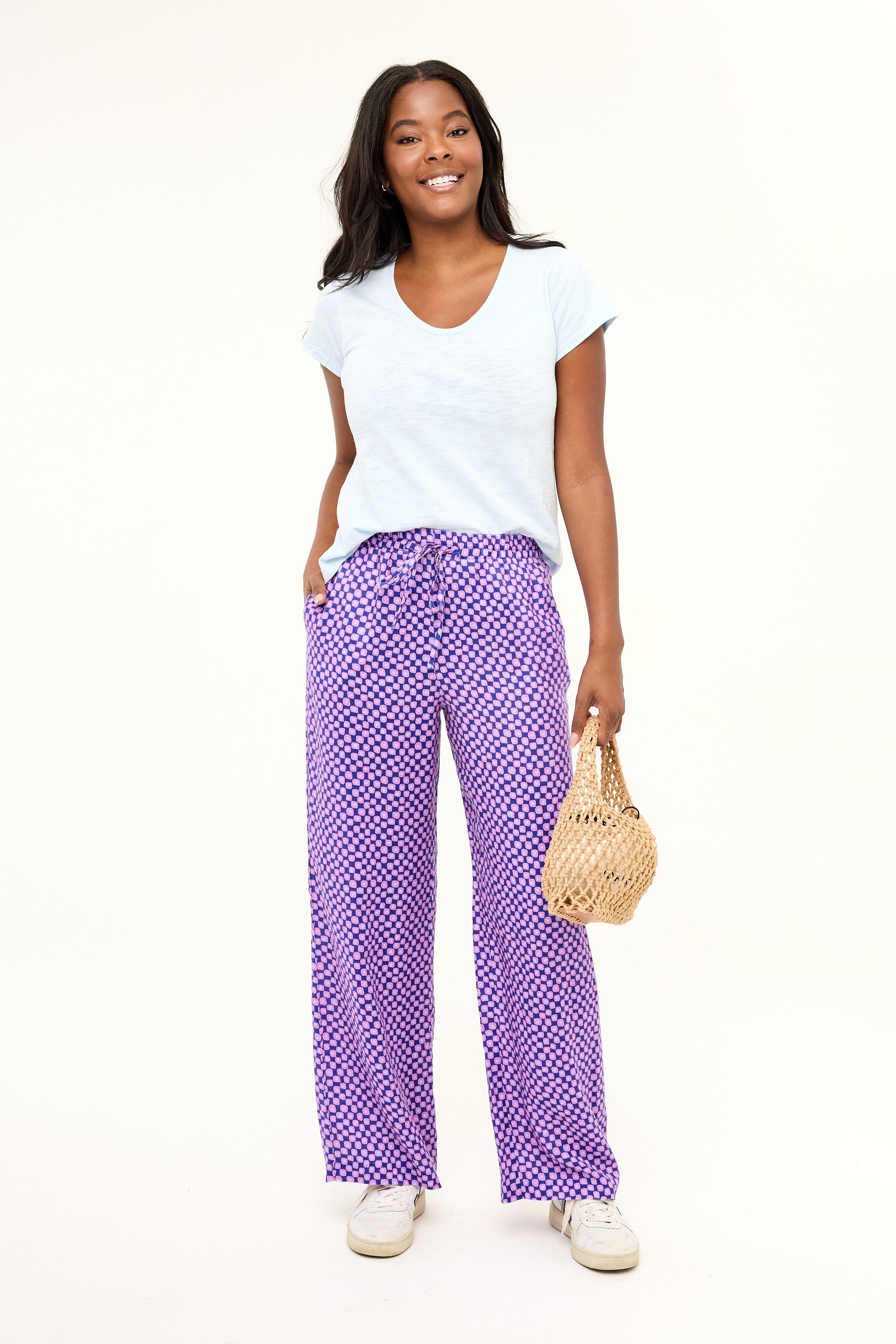 Mallorca Linen Pant - Peacock Check