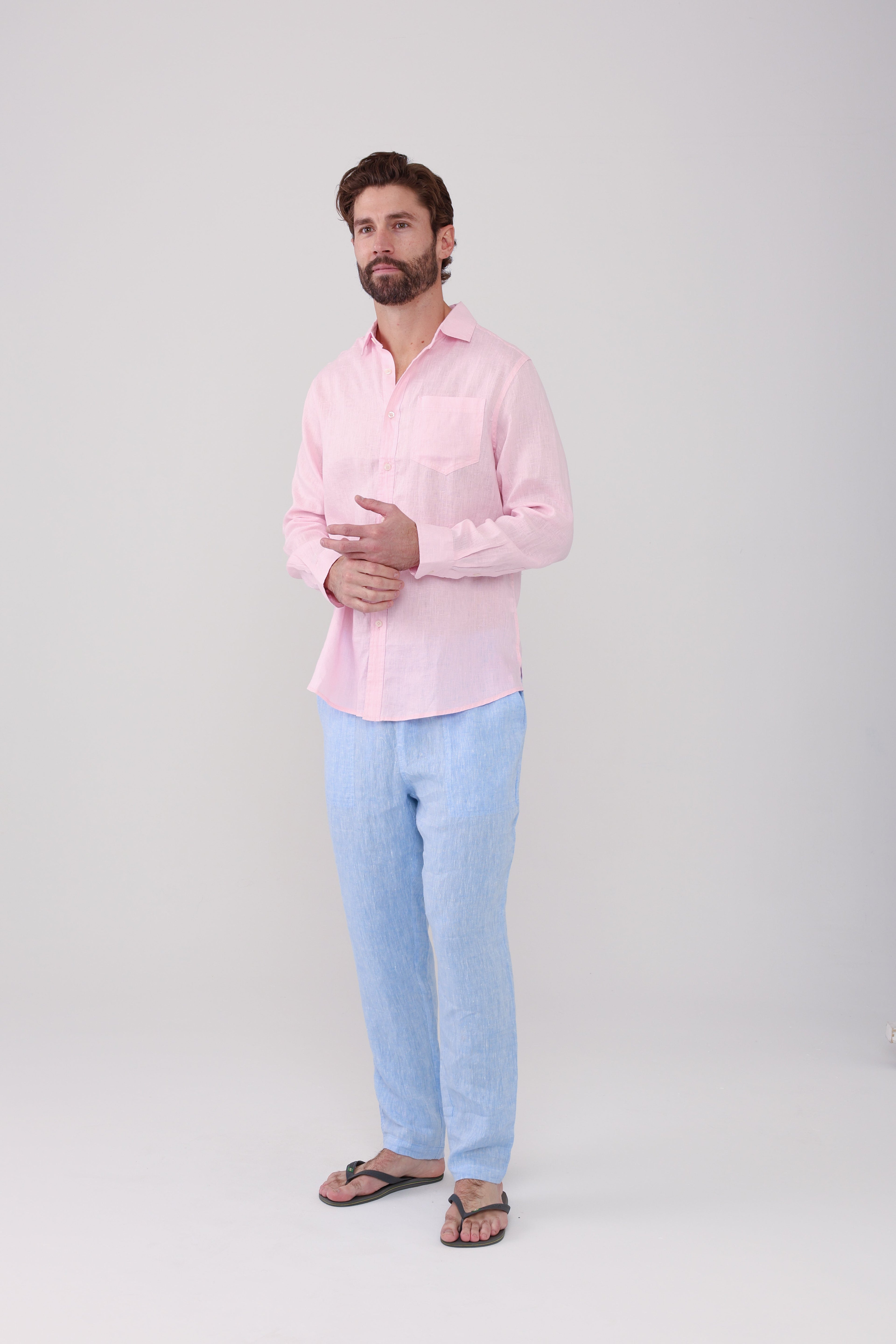 Classic Linen Shirt - Chalk Pink