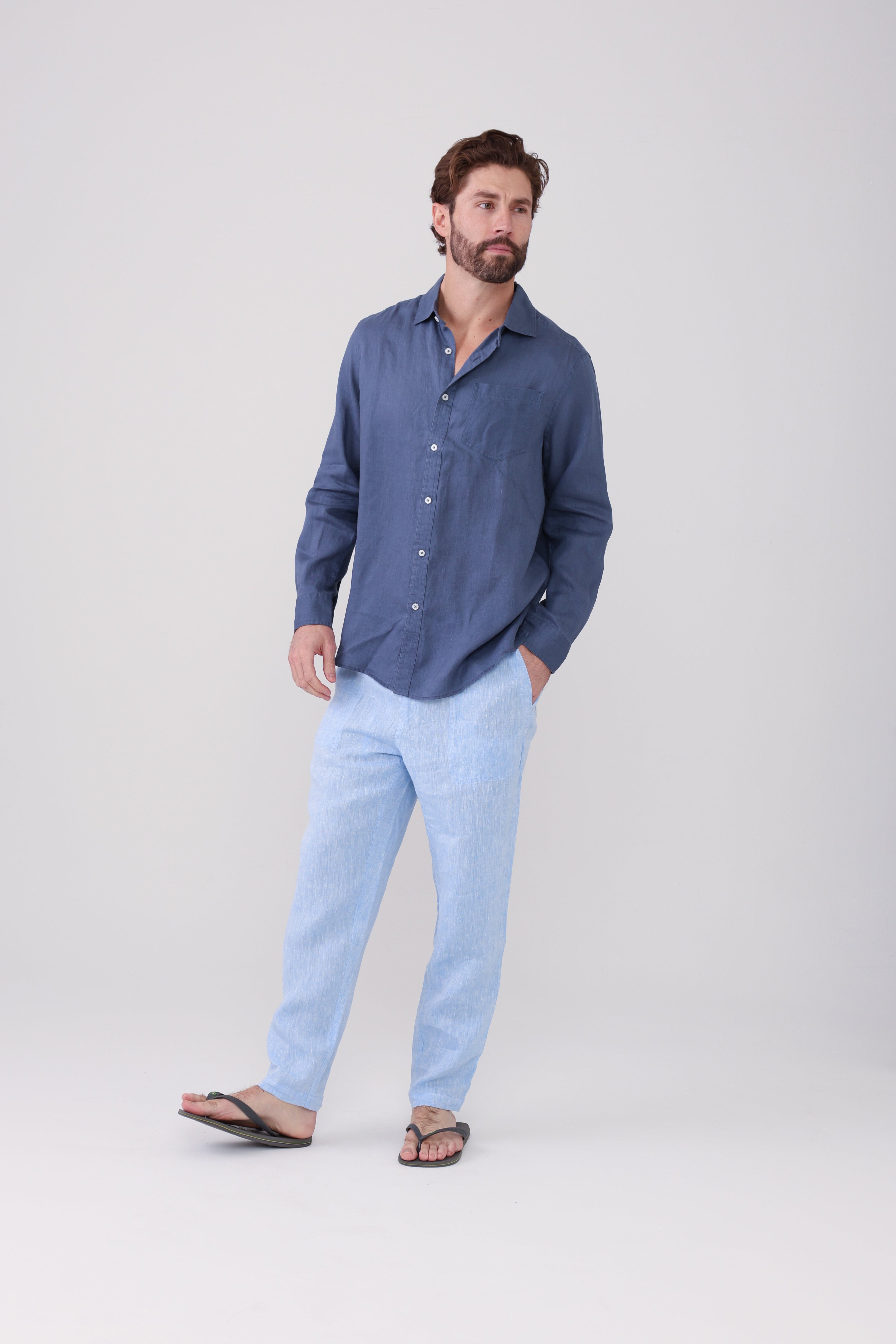 Classic Linen Shirt - Vintage Indigo