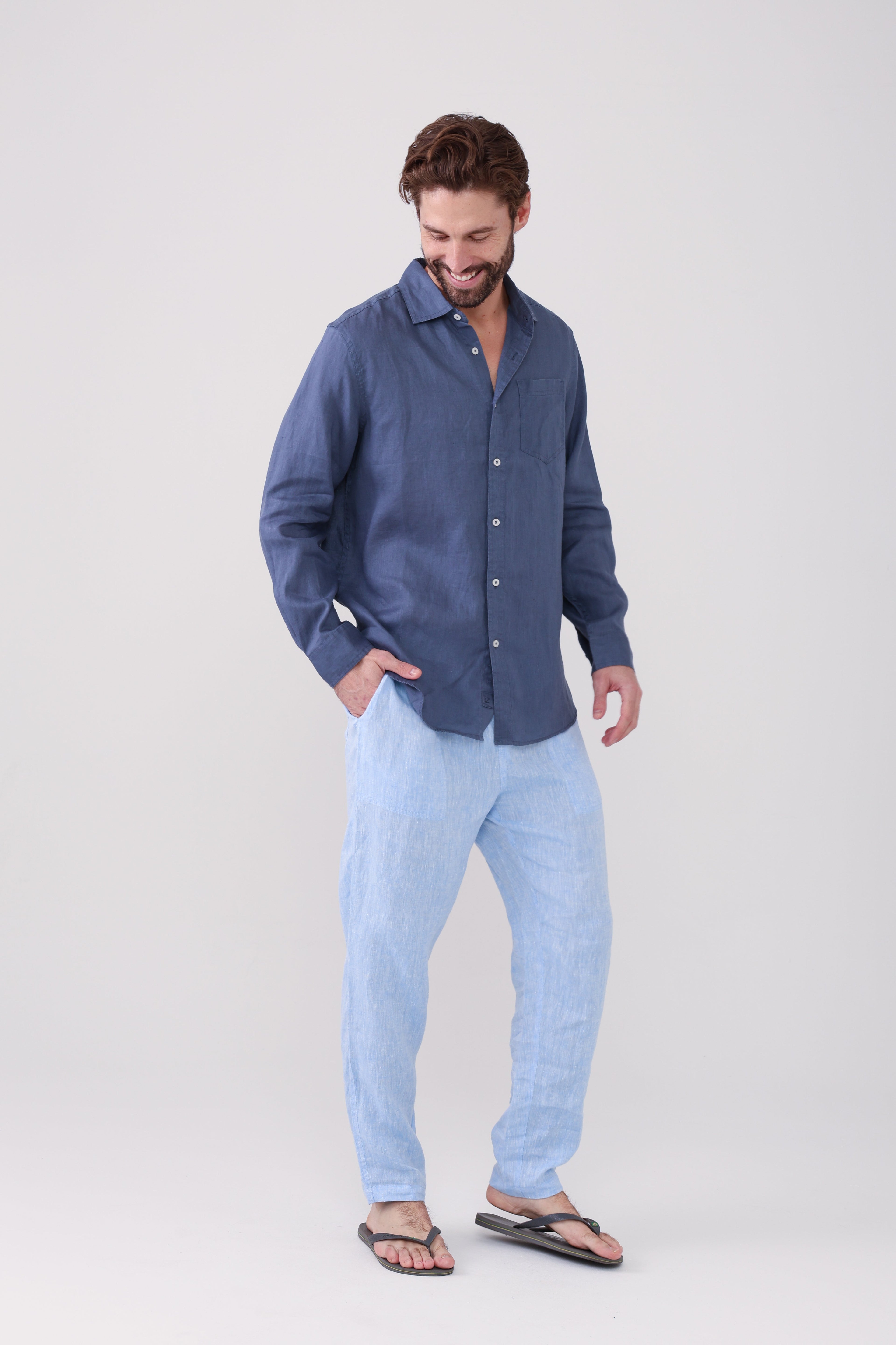 Classic Linen Shirt - Vintage Indigo