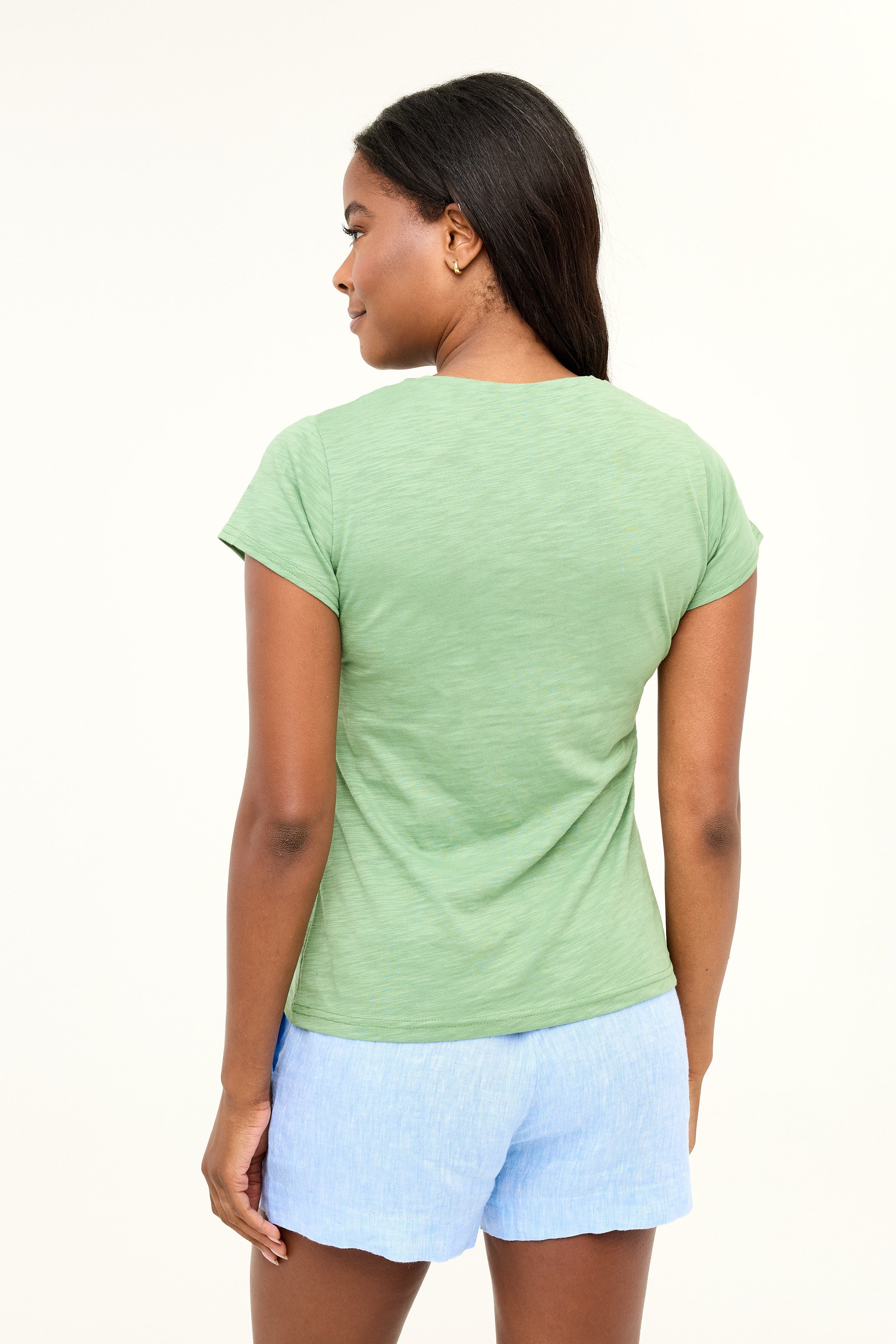 Michelle V-Neck T-Shirt - Basil