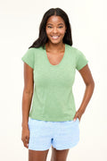 Michelle V-Neck T-Shirt - Basil