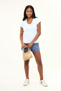 Michelle V-Neck T-Shirt - Misty Blue