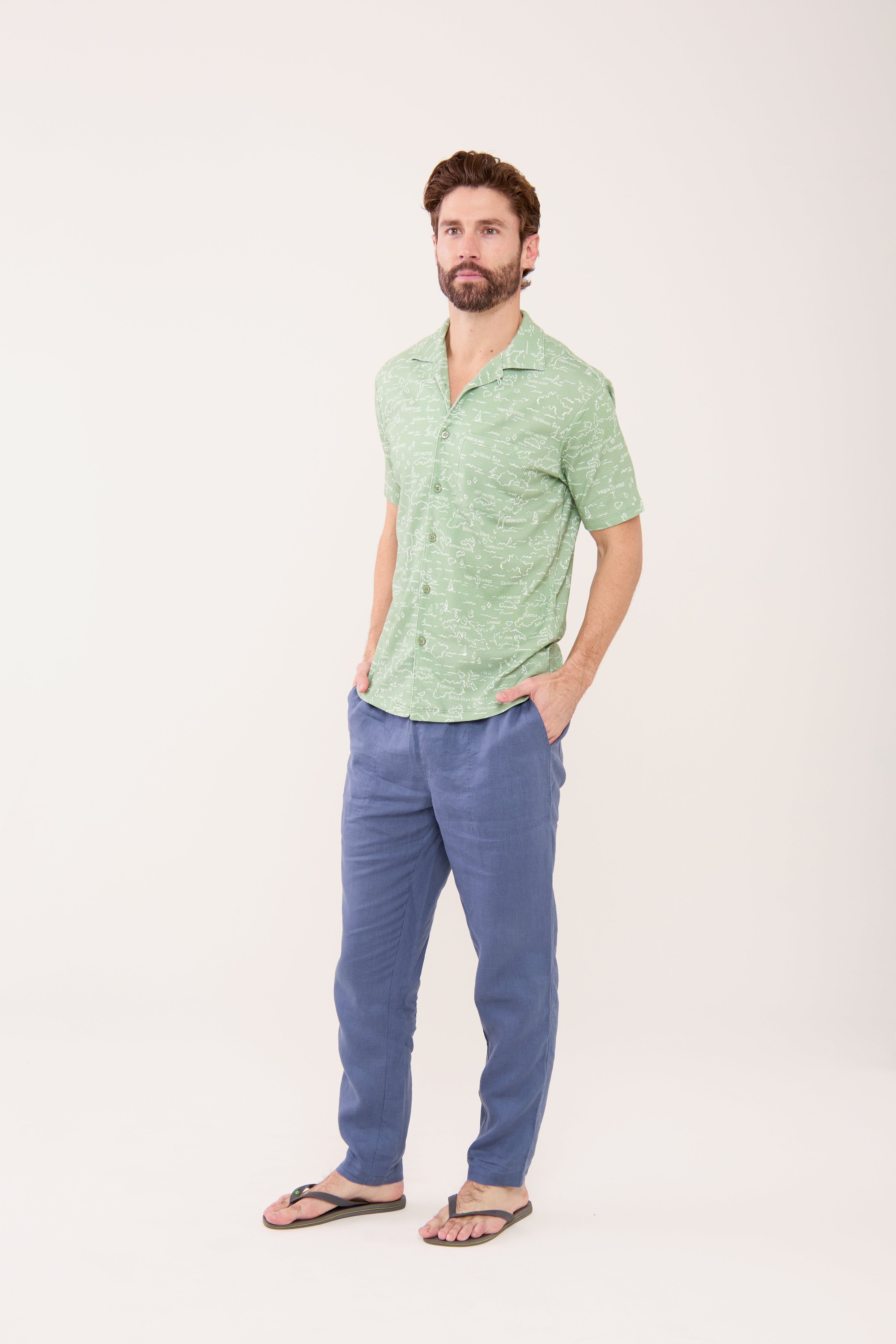 Nico Camp Shirt - VI Map Basil