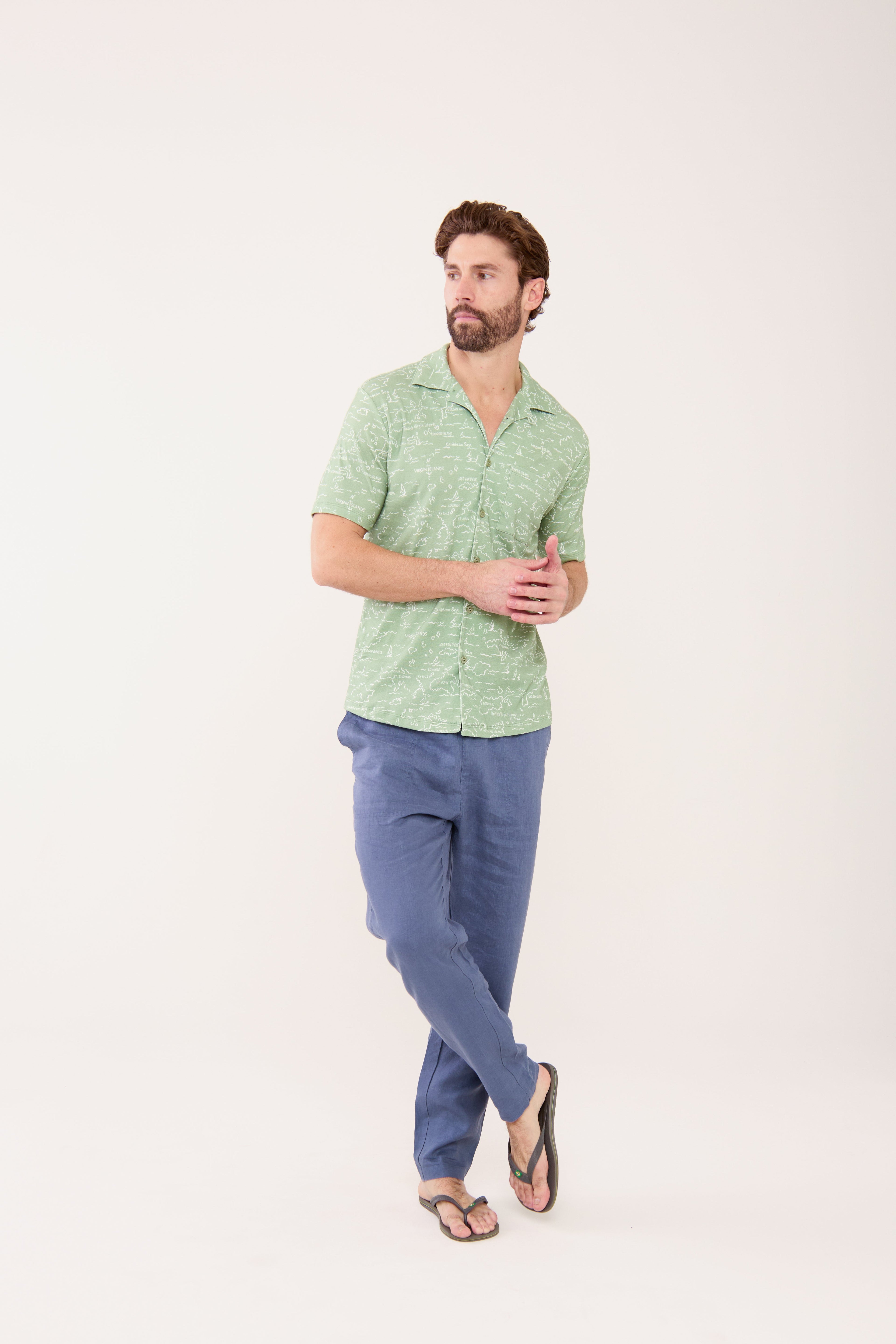 Nico Camp Shirt - VI Map Basil