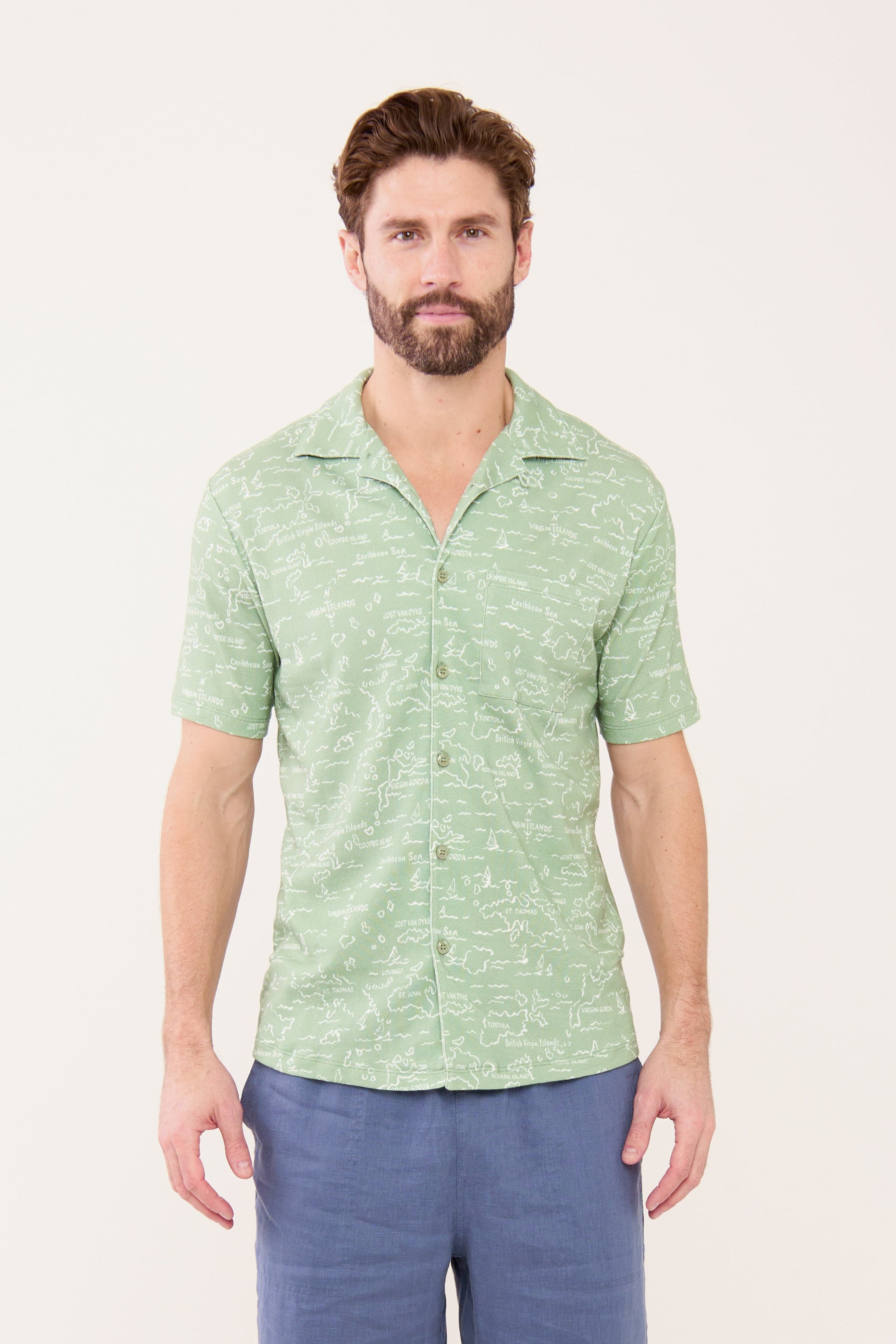 Nico Camp Shirt - VI Map Basil