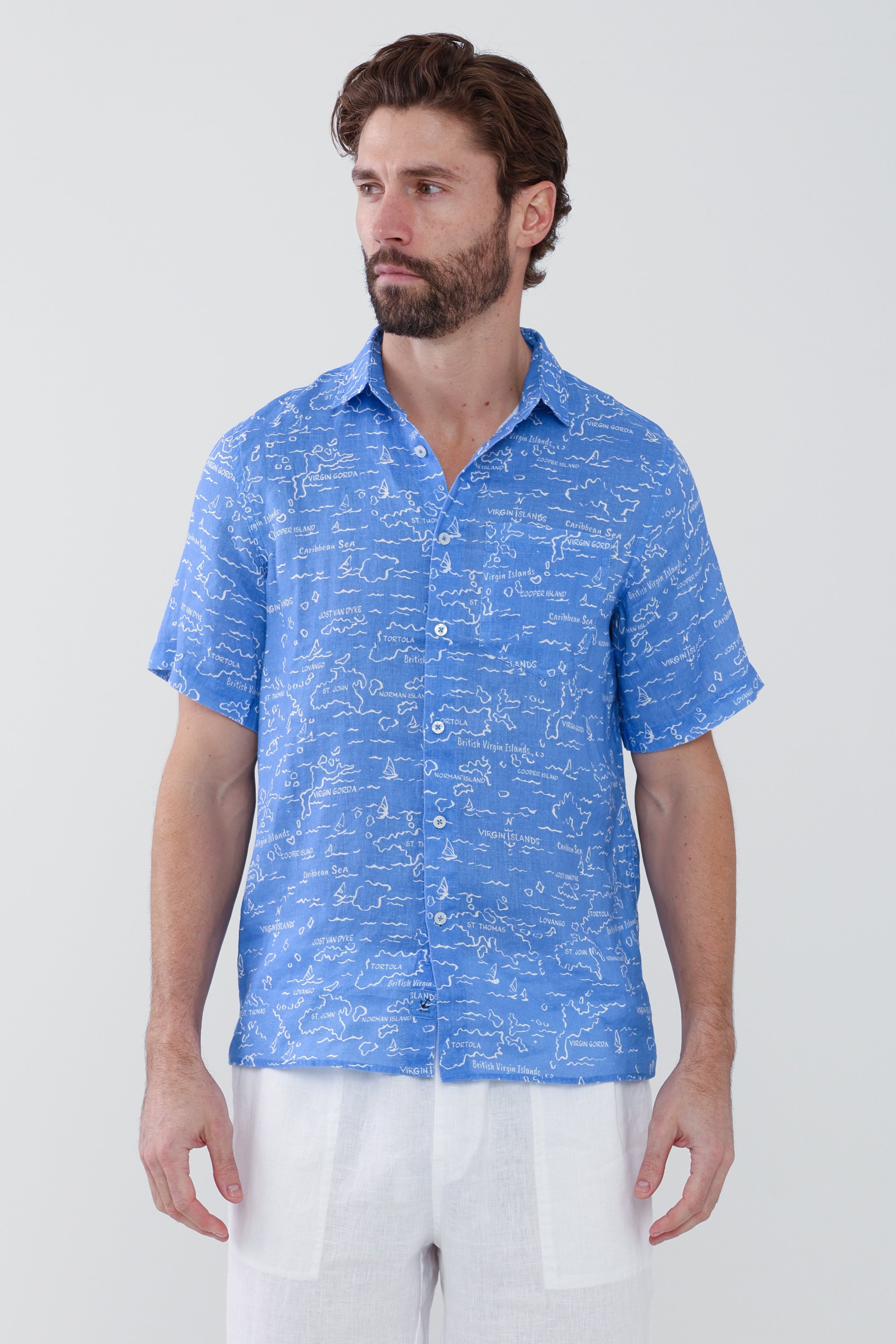 Irie Linen Shirt - VI Map Ultramarine