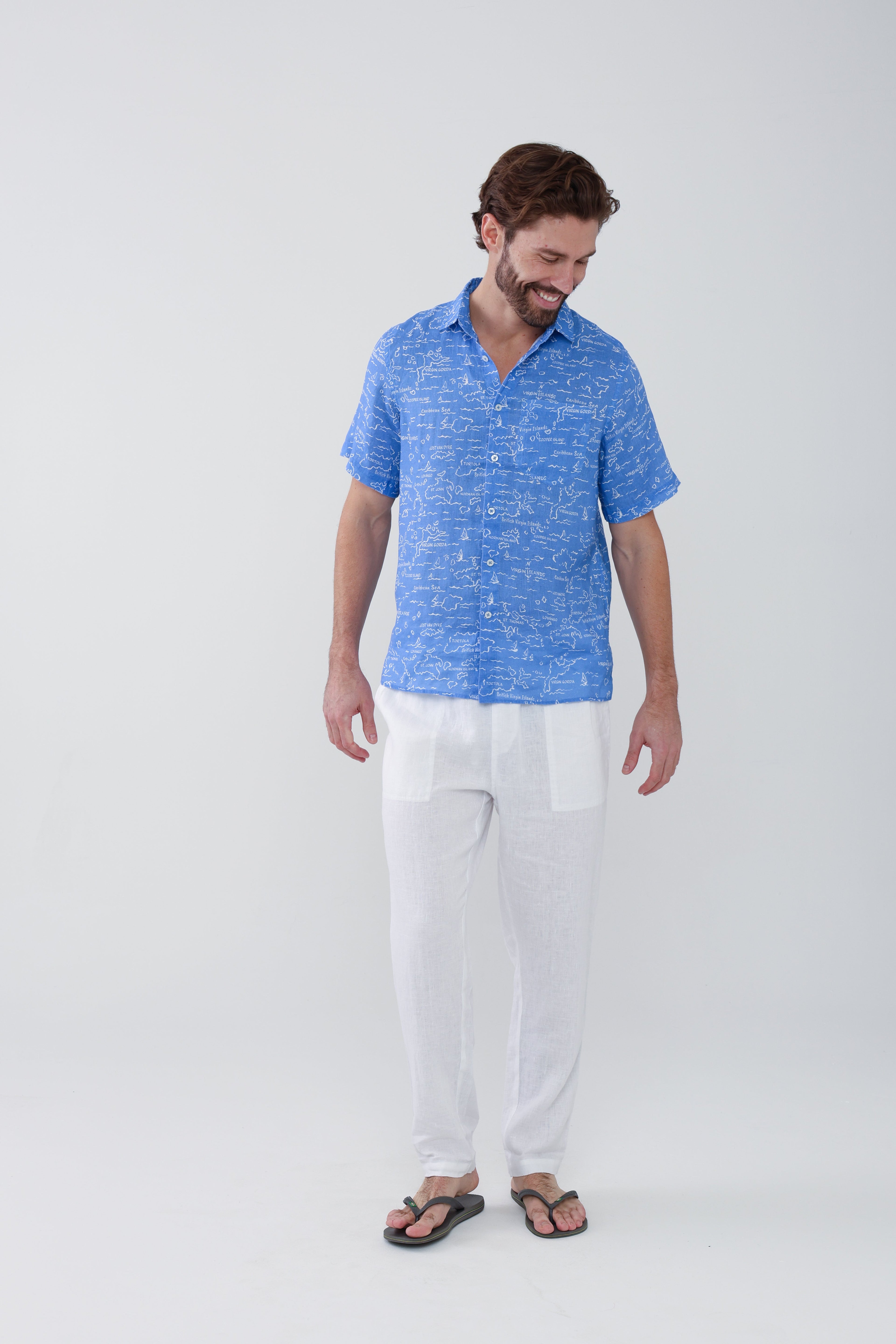 Irie Linen Shirt - VI Map Ultramarine